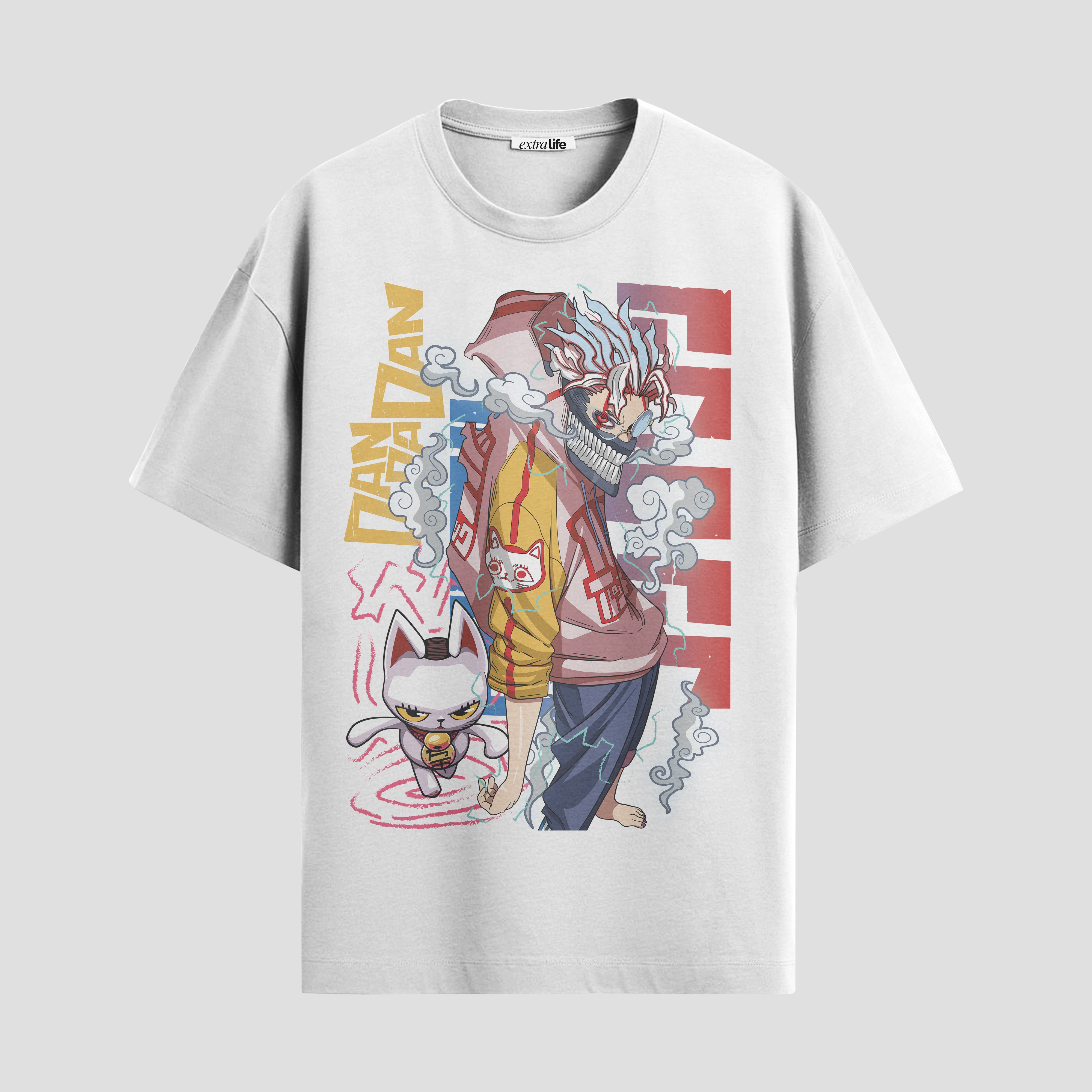 Playera urbana de anime y gaming ExtraLife MX, corte Standard Fit unisex ligero y transpirable en color Deep Black y Pure White, ropa de uso diario para gym y casual.