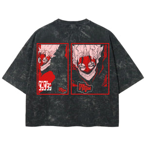 Playera streetwear premium de anime y gaming ExtraLife MX, corte boxy deluxe mineral wash heavyweight en color Acid Wash, moda urbana mexicana de culto.