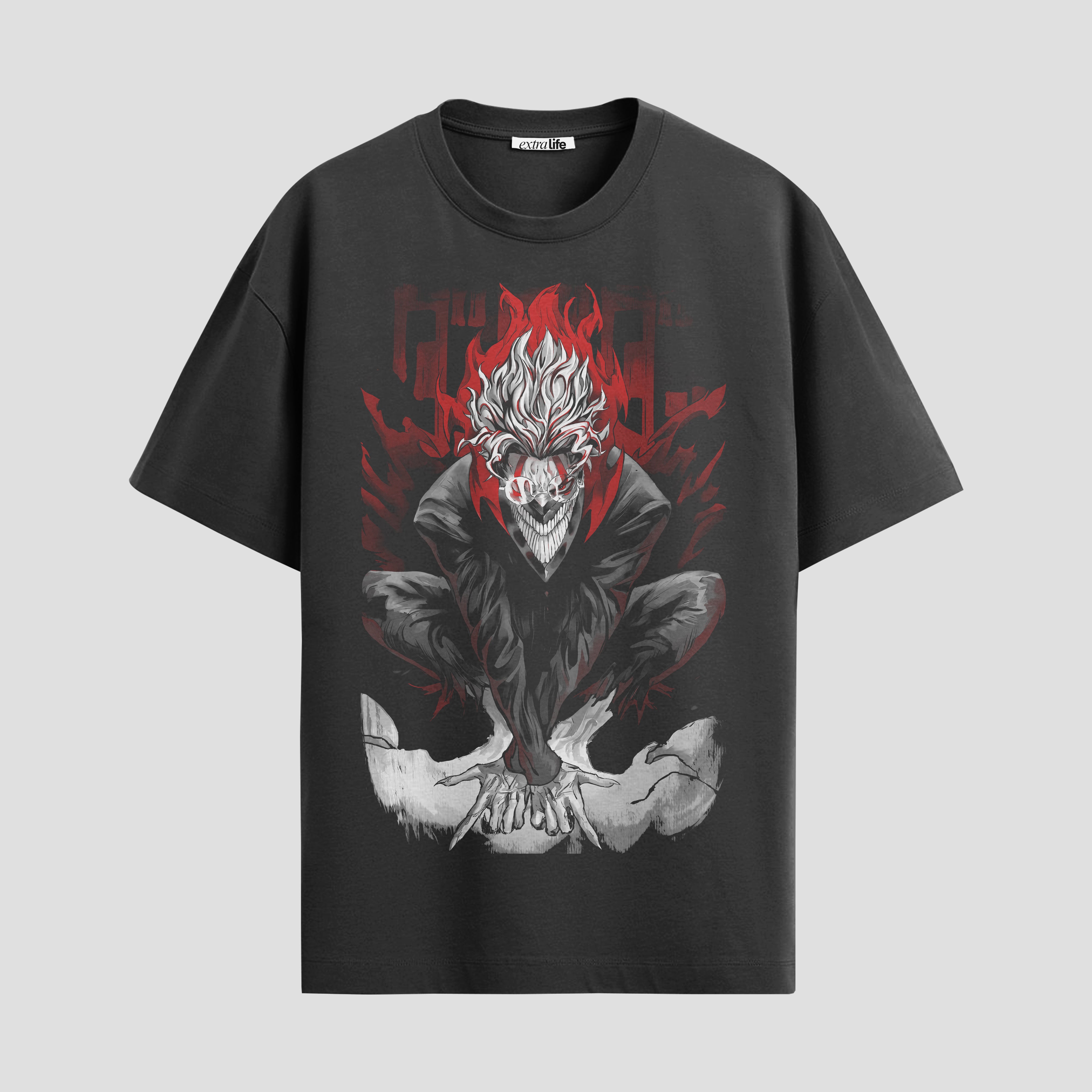 Playera urbana de anime y gaming ExtraLife MX, corte Standard Fit unisex ligero y transpirable en color Deep Black y Pure White, ropa de uso diario para gym y casual.