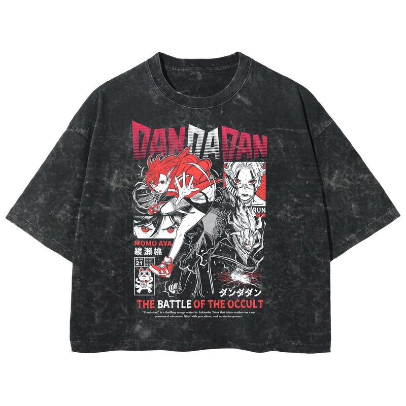 Playera streetwear premium de anime y gaming ExtraLife MX, corte boxy deluxe mineral wash heavyweight en color Acid Wash, moda urbana mexicana de culto.
