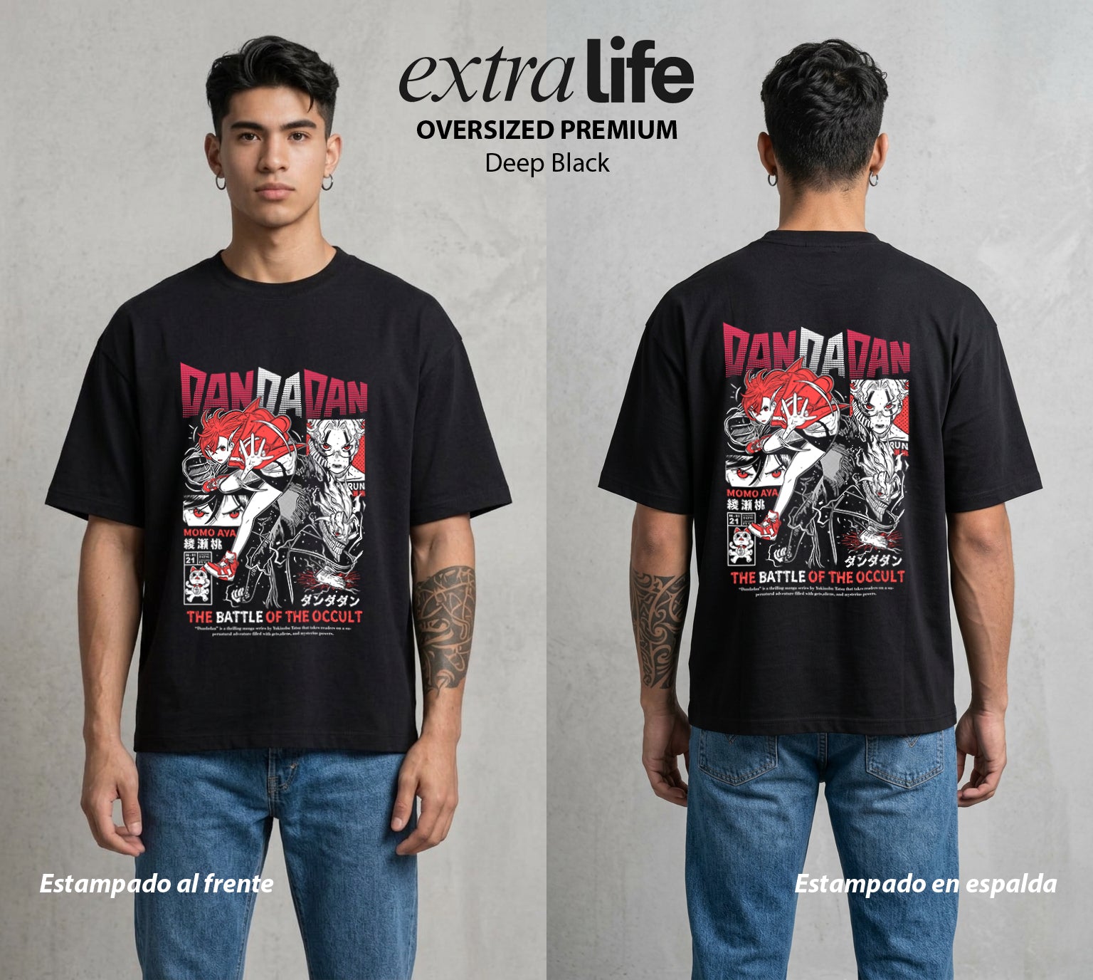 Lo Paranormal Cotidiano | La Batalla del Misterio #04747 - Playera Oversized Premium | Deep Black - Foto en modelo