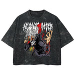 Playera streetwear premium de anime y gaming ExtraLife MX, corte boxy deluxe mineral wash heavyweight en color Acid Wash, moda urbana mexicana de culto.