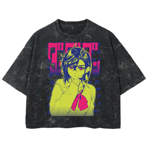 Playera streetwear premium de anime y gaming ExtraLife MX, corte boxy deluxe mineral wash heavyweight en color Acid Wash, moda urbana mexicana de culto.