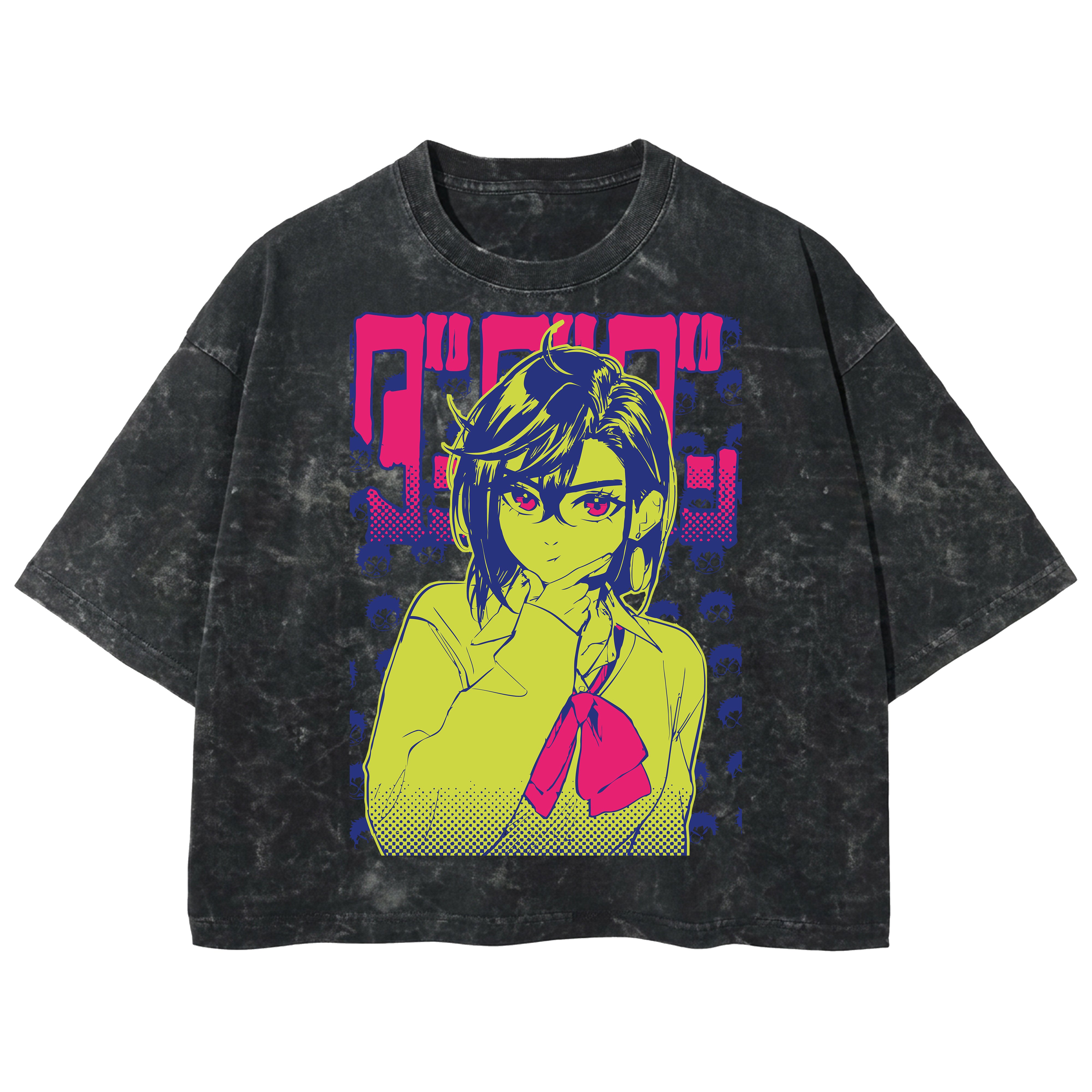 Playera streetwear premium de anime y gaming ExtraLife MX, corte boxy deluxe mineral wash heavyweight en color Acid Wash, moda urbana mexicana de culto.