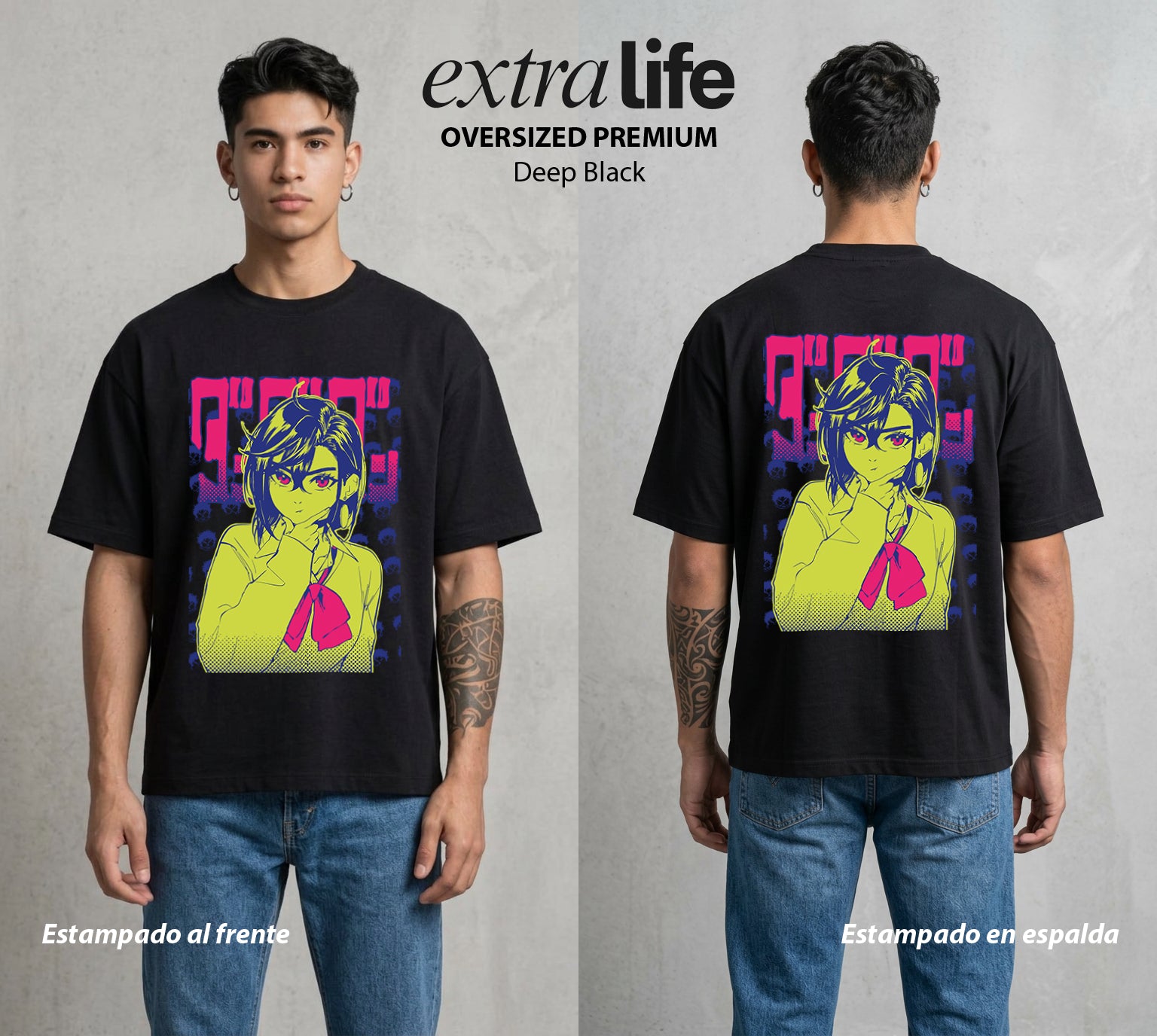 Lo Paranormal Cotidiano | Catástrofe Paranormal #04749 - Playera Oversized Premium | Deep Black - Foto en modelo