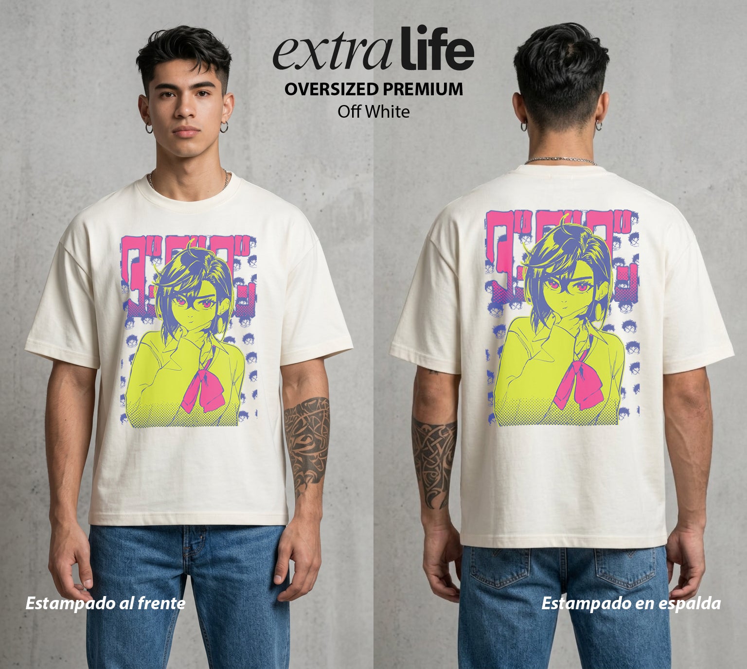 Lo Paranormal Cotidiano | Catástrofe Paranormal #04749 - Playera Oversized Premium | Off White - Foto en modelo