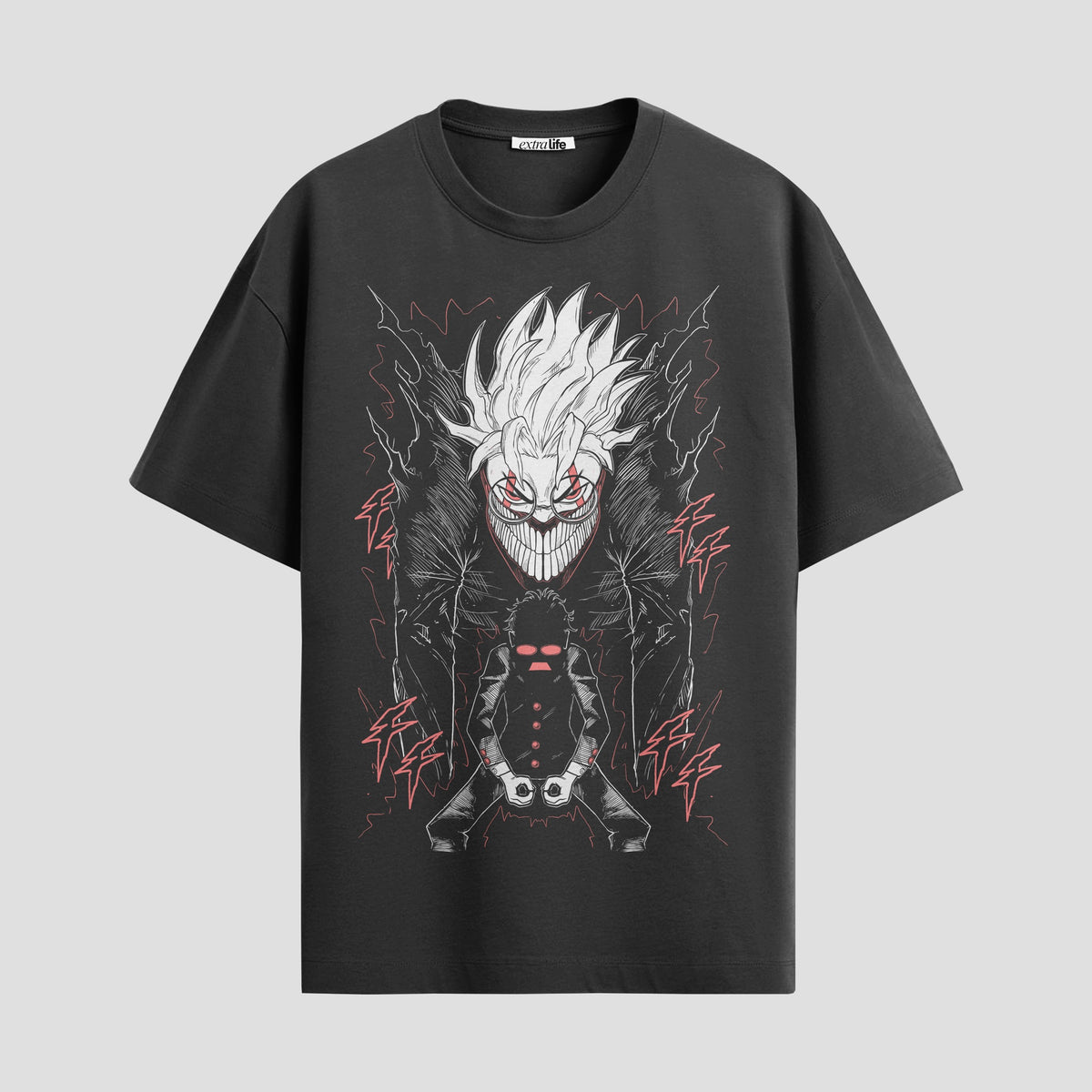 Playera urbana de anime y gaming ExtraLife MX, corte Classic Premium unisex ligero y transpirable en color Deep Black y Pure White, ropa de uso diario para gym y casual.