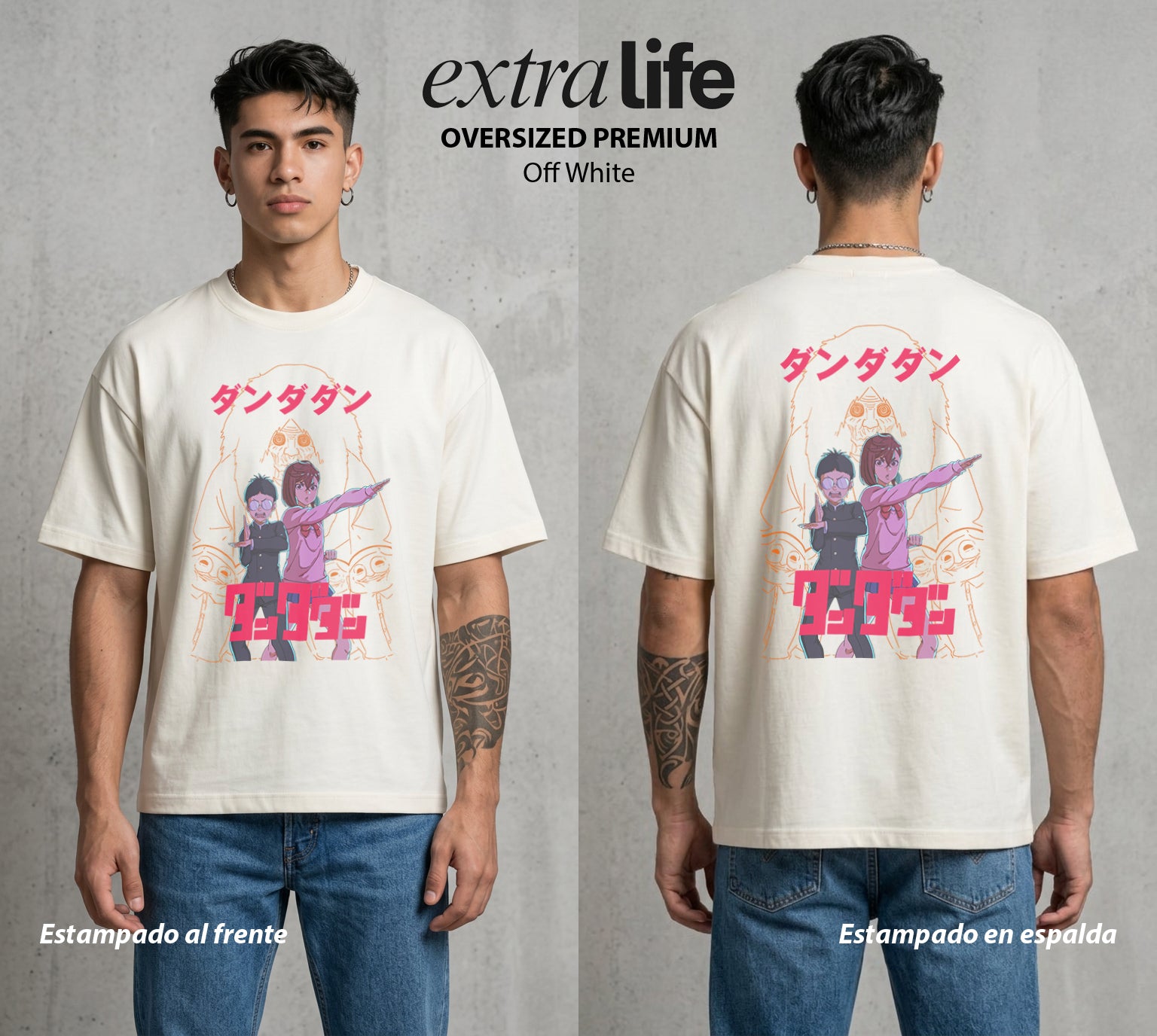 Lo Paranormal Cotidiano | Familia Paranormal #04754 - Playera Oversized Premium | Off White - Foto en modelo