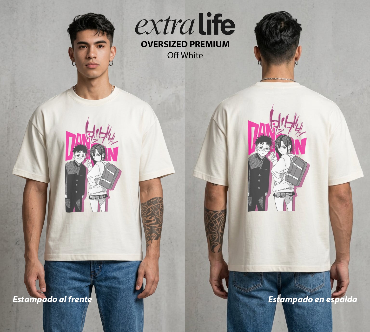 Lo Paranormal Cotidiano | Dúo Sobrenatural #04755 - Playera Oversized Premium | Off White - Foto en modelo