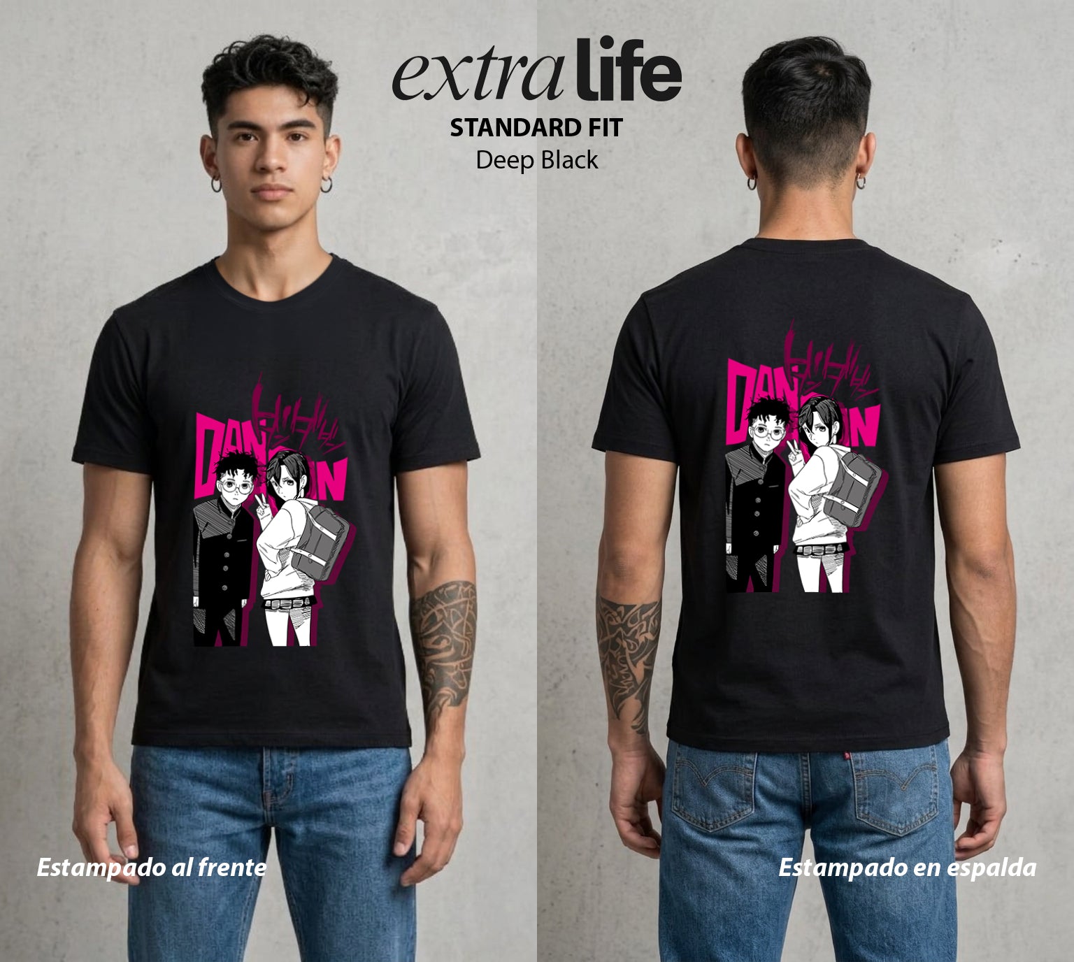 Lo Paranormal Cotidiano | Dúo Sobrenatural #04755 - Playera Standard Fit | Deep Black - Foto en modelo