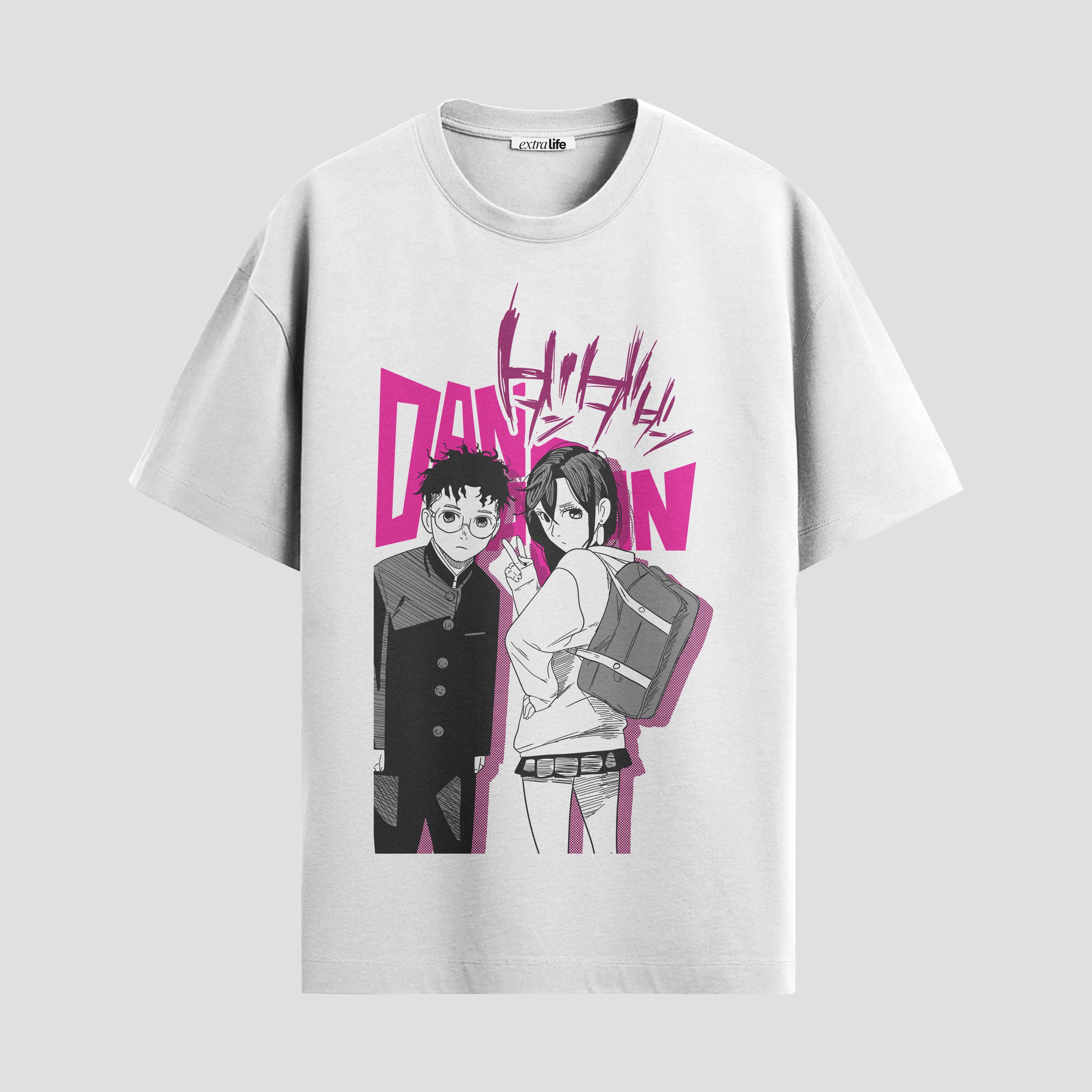 Playera urbana de anime y gaming ExtraLife MX, corte Standard Fit unisex ligero y transpirable en color Deep Black y Pure White, ropa de uso diario para gym y casual.