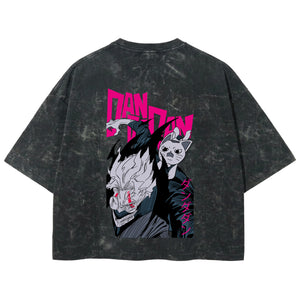 Playera streetwear premium de anime y gaming ExtraLife MX, corte boxy deluxe mineral wash heavyweight en color Acid Wash, moda urbana mexicana de culto.