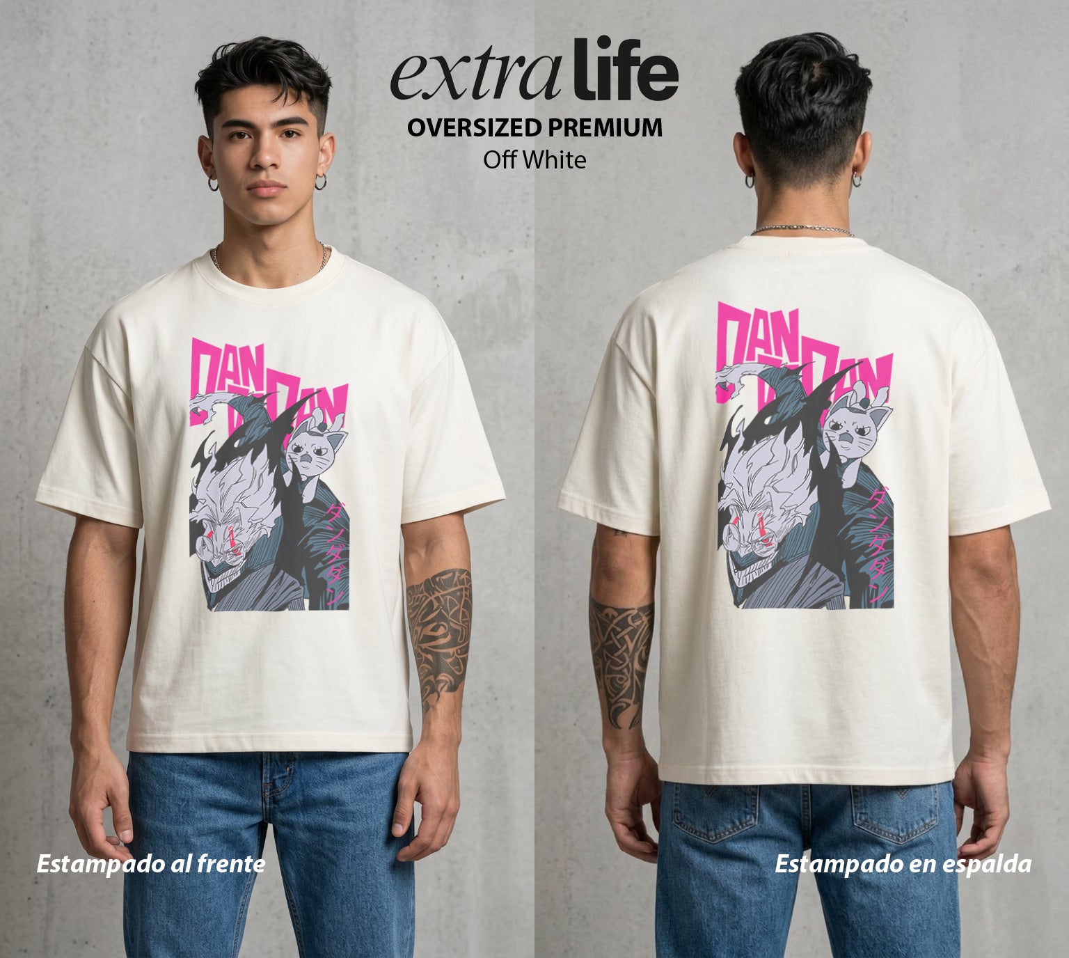 Lo Paranormal Cotidiano | Chico Alien I #04756 - Playera Oversized Premium | Off White - Foto en modelo