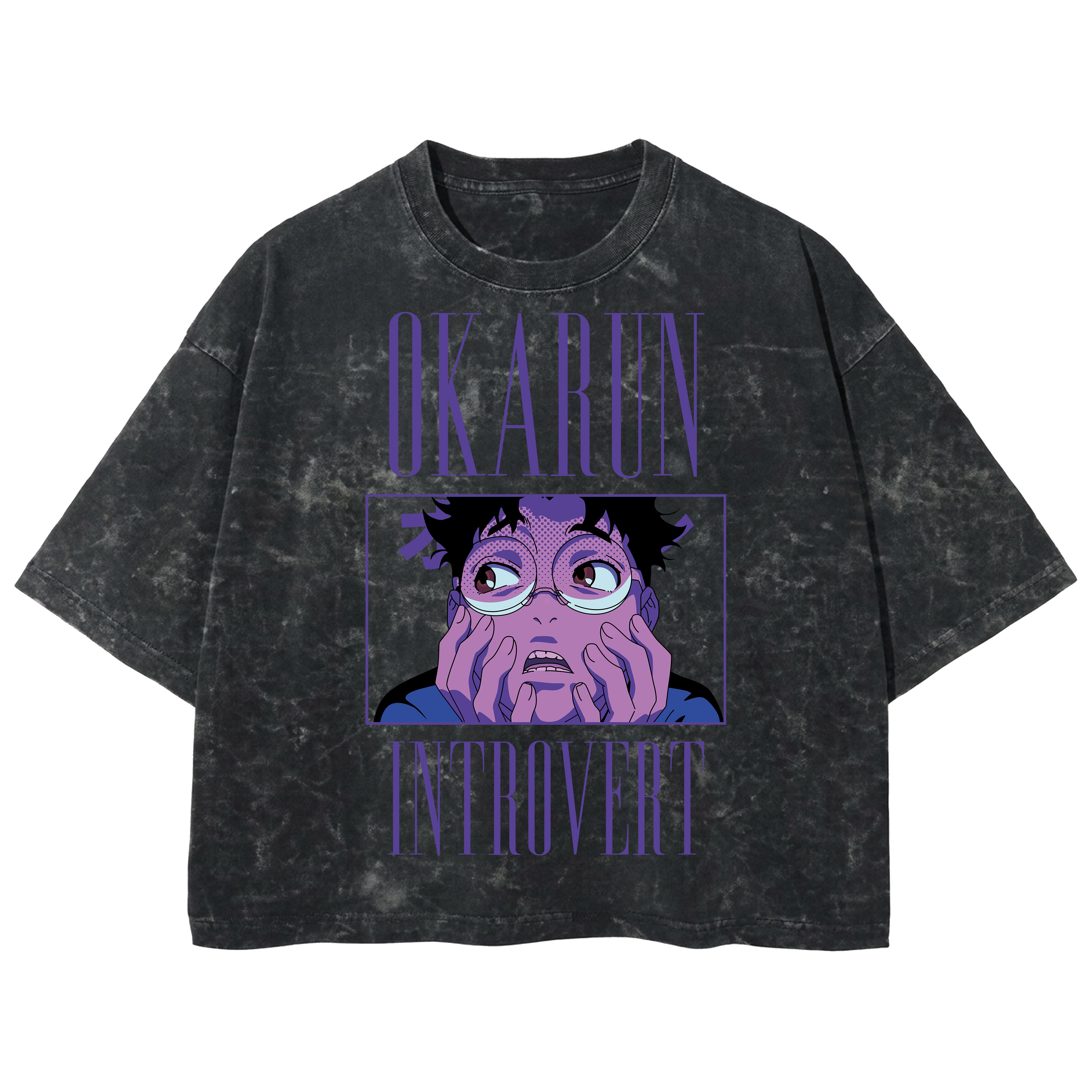 Playera streetwear premium de anime y gaming ExtraLife MX, corte boxy deluxe mineral wash heavyweight en color Acid Wash, moda urbana mexicana de culto.