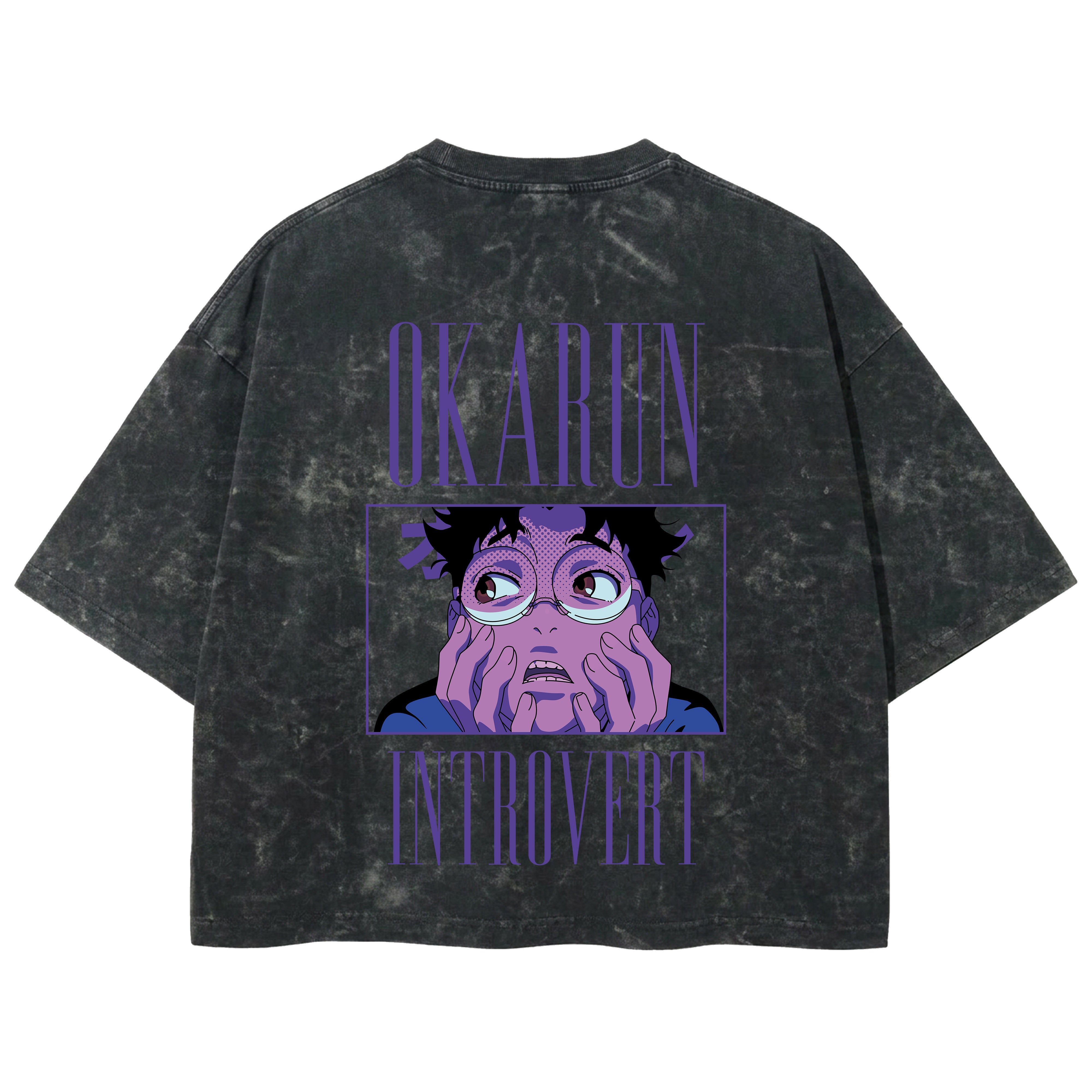 Playera streetwear premium de anime y gaming ExtraLife MX, corte boxy deluxe mineral wash heavyweight en color Acid Wash, moda urbana mexicana de culto.
