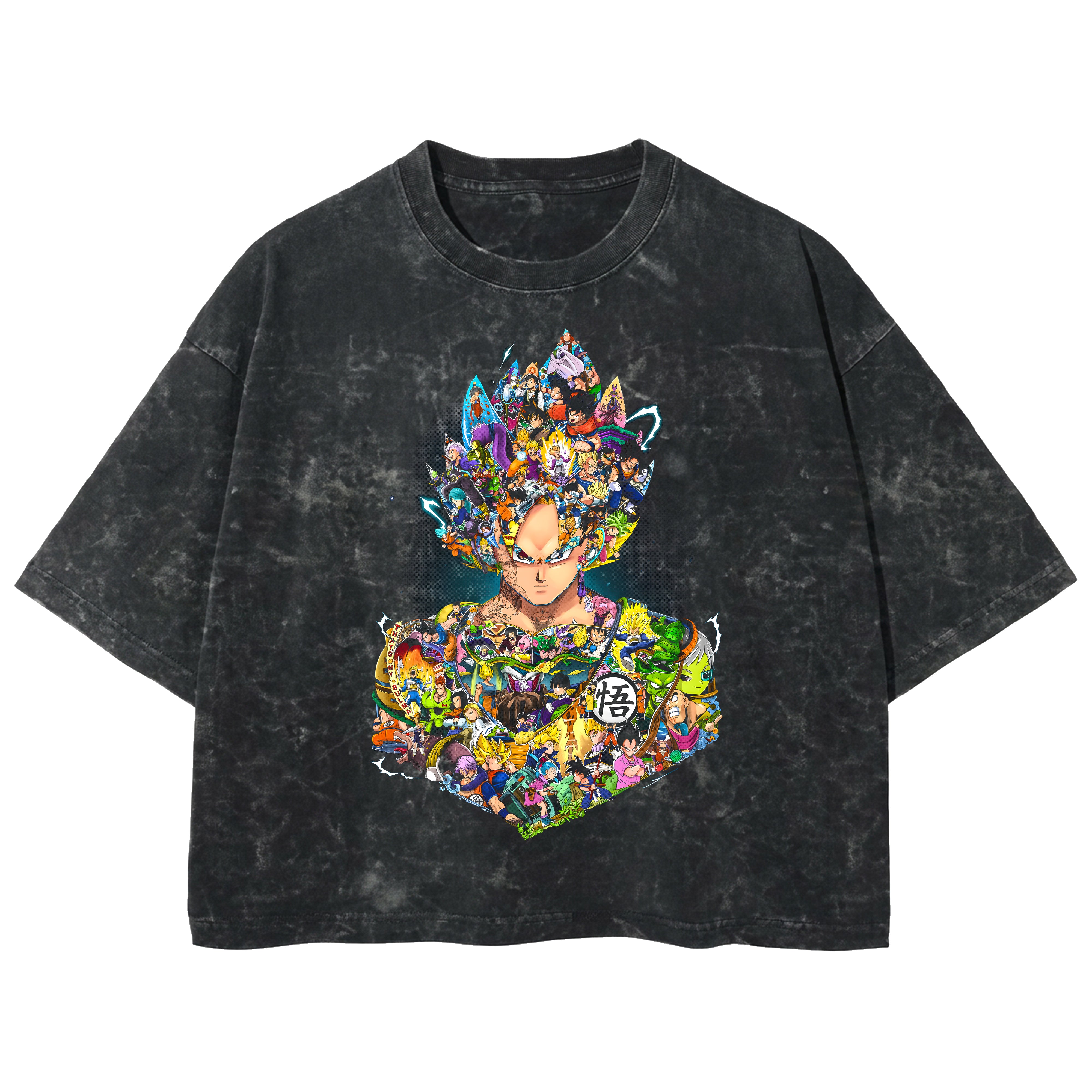 Playera streetwear premium de anime y gaming ExtraLife MX, corte boxy deluxe mineral wash heavyweight en color Acid Wash, moda urbana mexicana de culto.