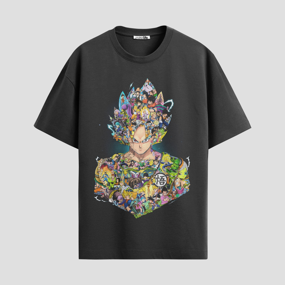 Playera urbana de anime y gaming ExtraLife MX, corte Classic Premium unisex ligero y transpirable en color Deep Black y Pure White, ropa de uso diario para gym y casual.