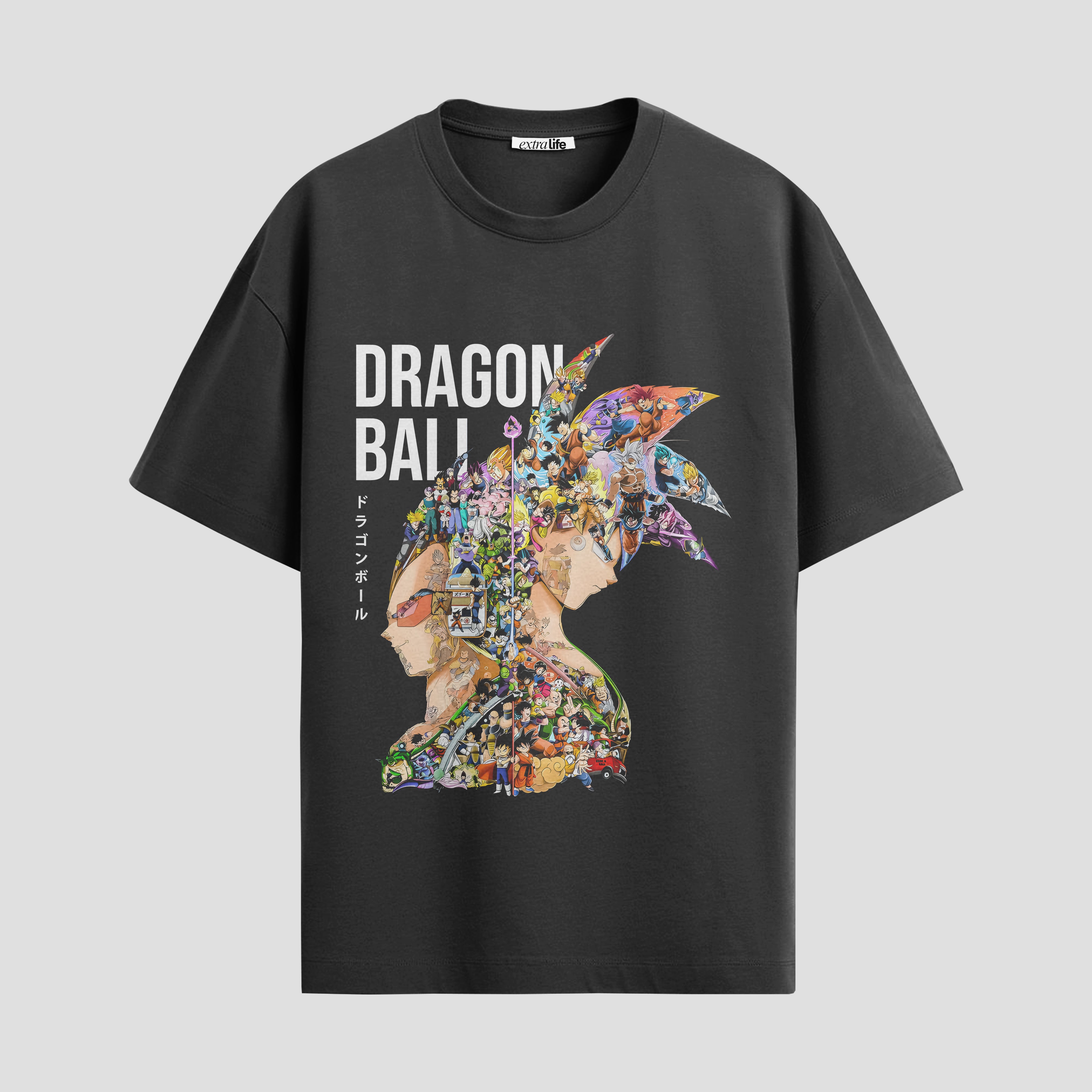 Playera urbana de anime y gaming ExtraLife MX, corte Standard Fit unisex ligero y transpirable en color Deep Black y Pure White, ropa de uso diario para gym y casual.
