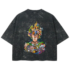 Playera streetwear premium de anime y gaming ExtraLife MX, corte boxy deluxe mineral wash heavyweight en color Acid Wash, moda urbana mexicana de culto.