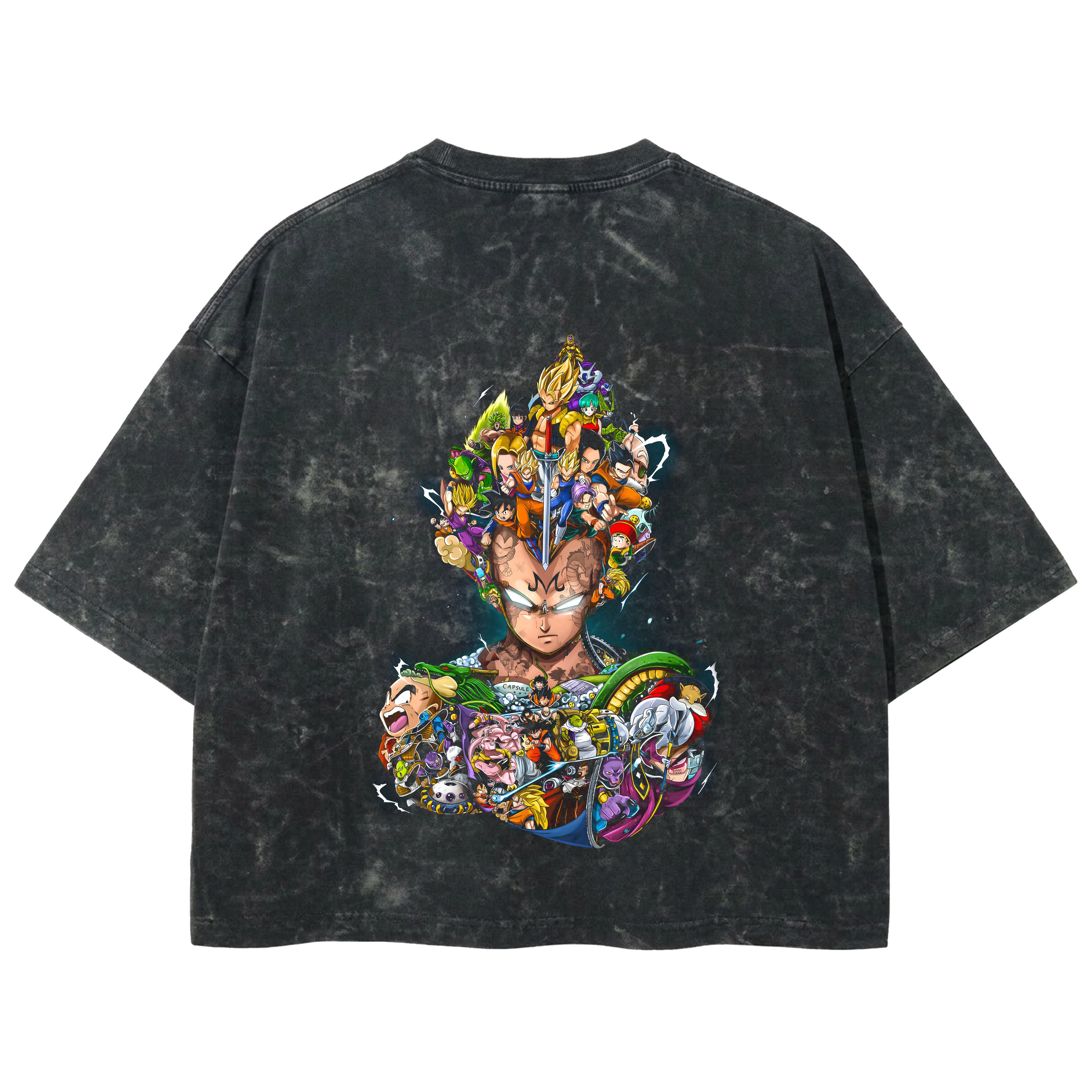Playera streetwear premium de anime y gaming ExtraLife MX, corte boxy deluxe mineral wash heavyweight en color Acid Wash, moda urbana mexicana de culto.