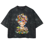 Playera streetwear premium de anime y gaming ExtraLife MX, corte boxy deluxe mineral wash heavyweight en color Acid Wash, moda urbana mexicana de culto.