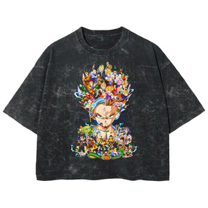 Playera streetwear premium de anime y gaming ExtraLife MX, corte boxy deluxe mineral wash heavyweight en color Acid Wash, moda urbana mexicana de culto.
