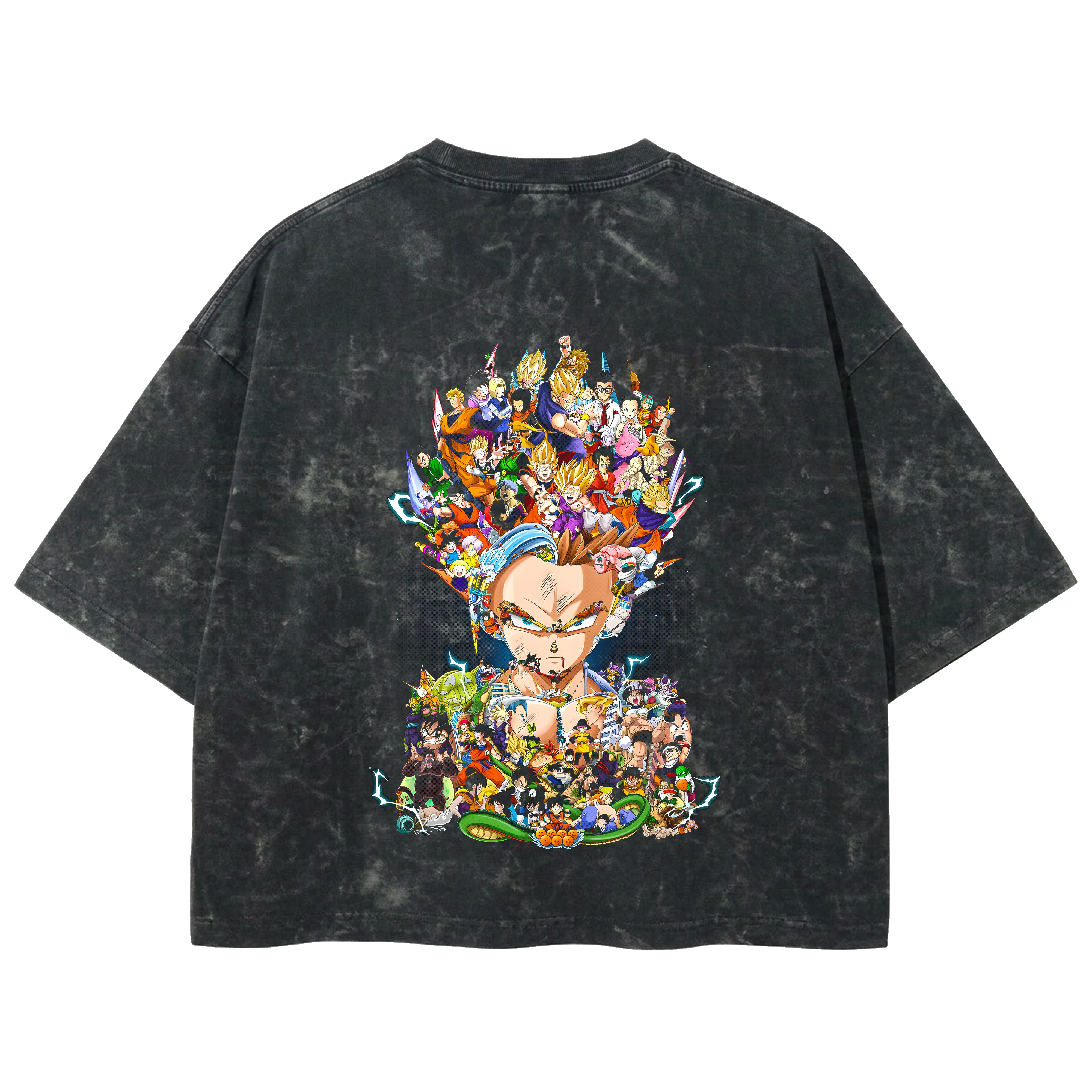 Playera streetwear premium de anime y gaming ExtraLife MX, corte boxy deluxe mineral wash heavyweight en color Acid Wash, moda urbana mexicana de culto.