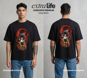La Prueba del Cazador | Camino del Cazador I #04767 - Playera Oversized Premium | Deep Black - Foto en modelo