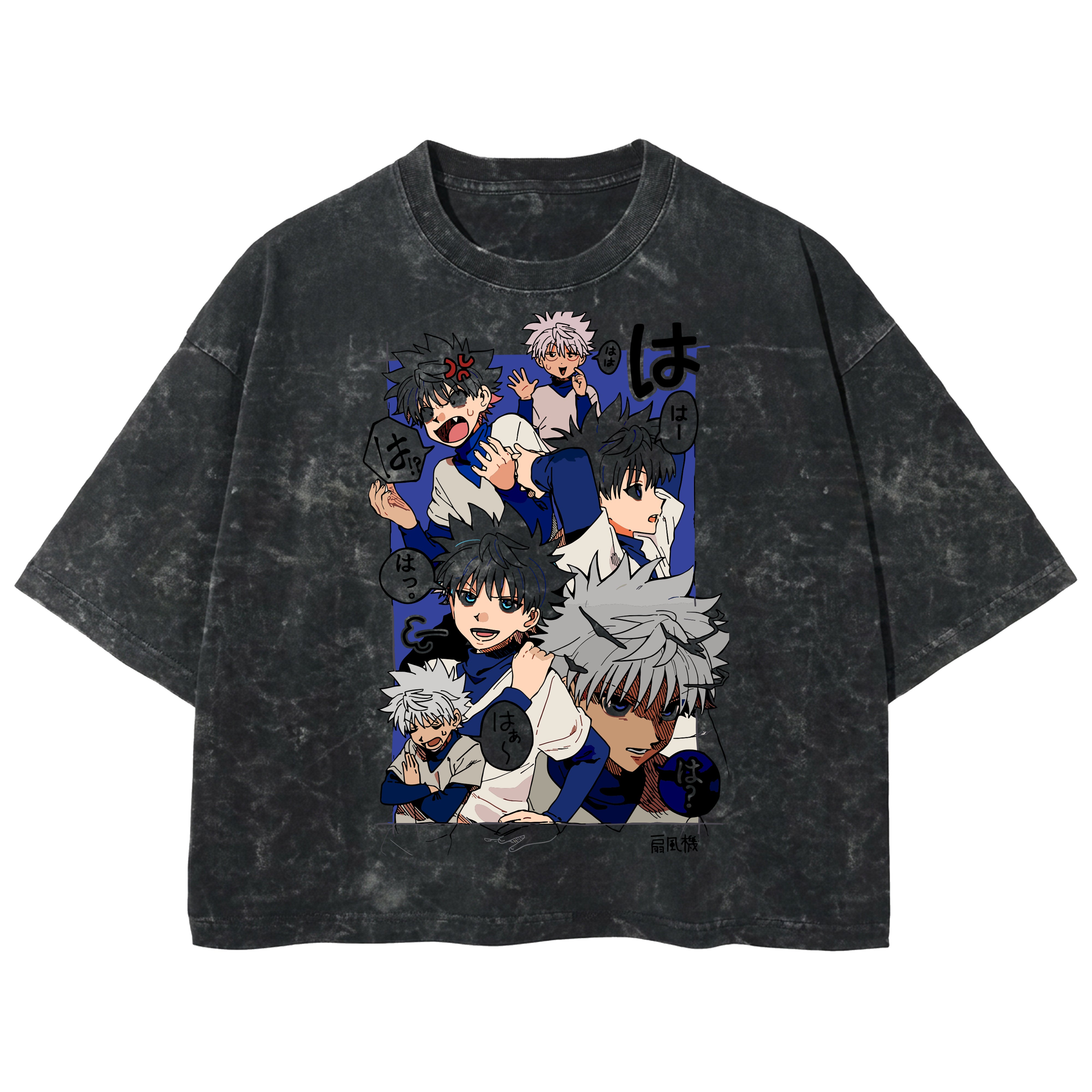 Playera streetwear premium de anime y gaming ExtraLife MX, corte boxy deluxe mineral wash heavyweight en color Acid Wash, moda urbana mexicana de culto.