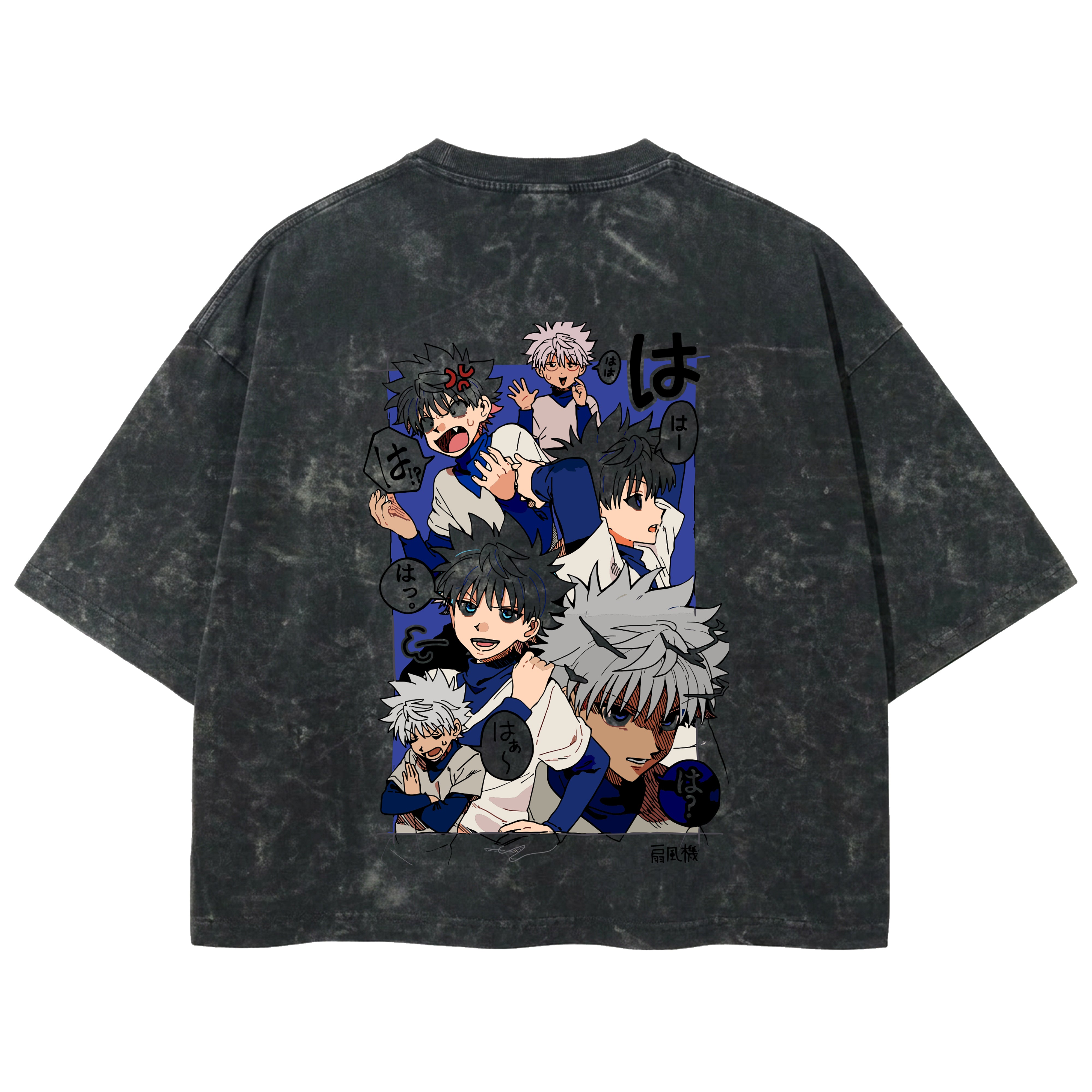 Playera streetwear premium de anime y gaming ExtraLife MX, corte boxy deluxe mineral wash heavyweight en color Acid Wash, moda urbana mexicana de culto.