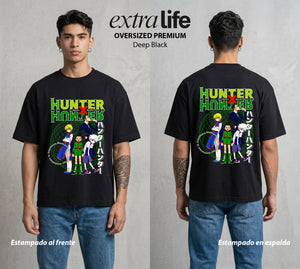 La Prueba del Cazador | Aura del Nen #04770 - Playera Oversized Premium | Deep Black - Foto en modelo