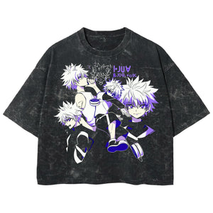 Playera streetwear premium de anime y gaming ExtraLife MX, corte boxy deluxe mineral wash heavyweight en color Acid Wash, moda urbana mexicana de culto.