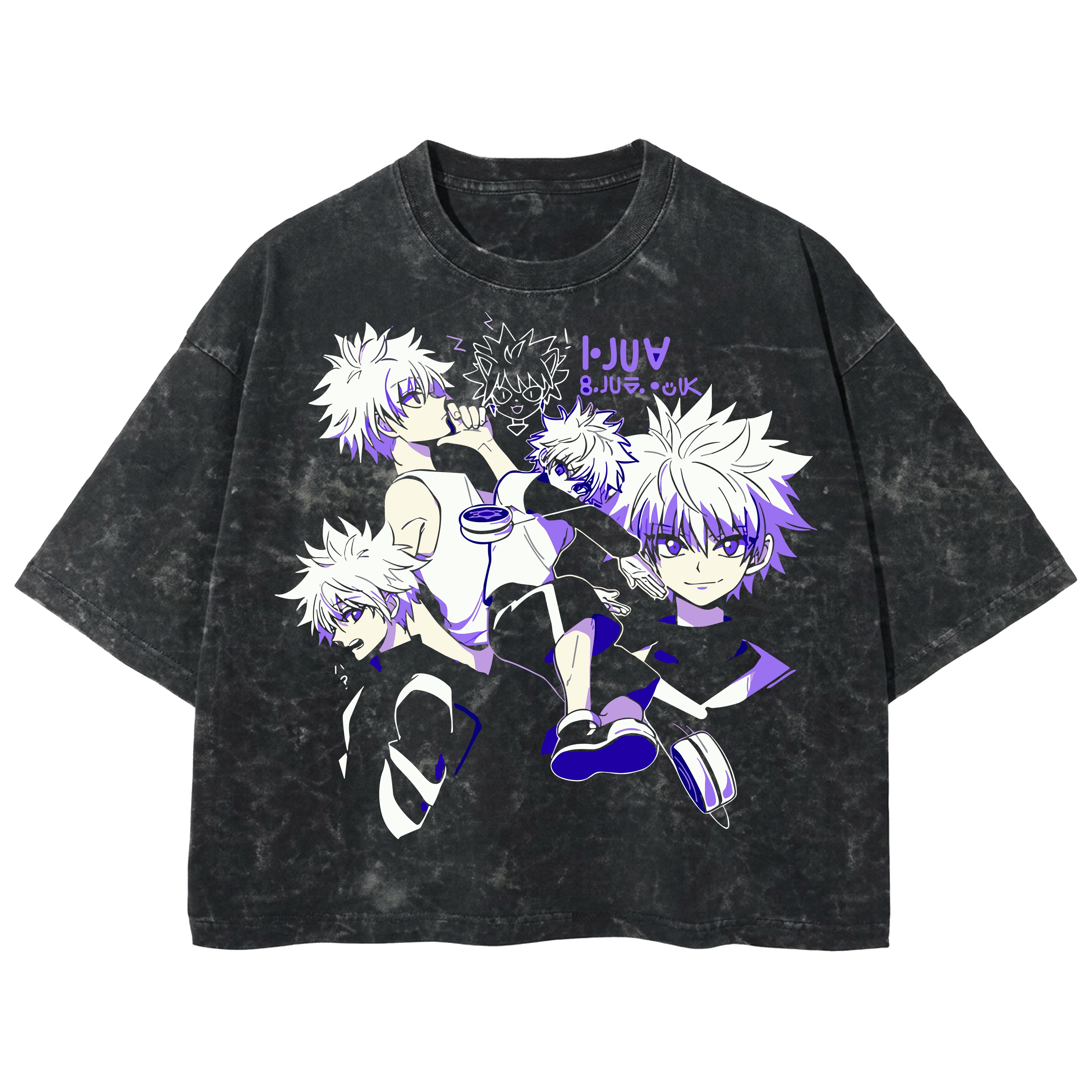 Playera streetwear premium de anime y gaming ExtraLife MX, corte boxy deluxe mineral wash heavyweight en color Acid Wash, moda urbana mexicana de culto.