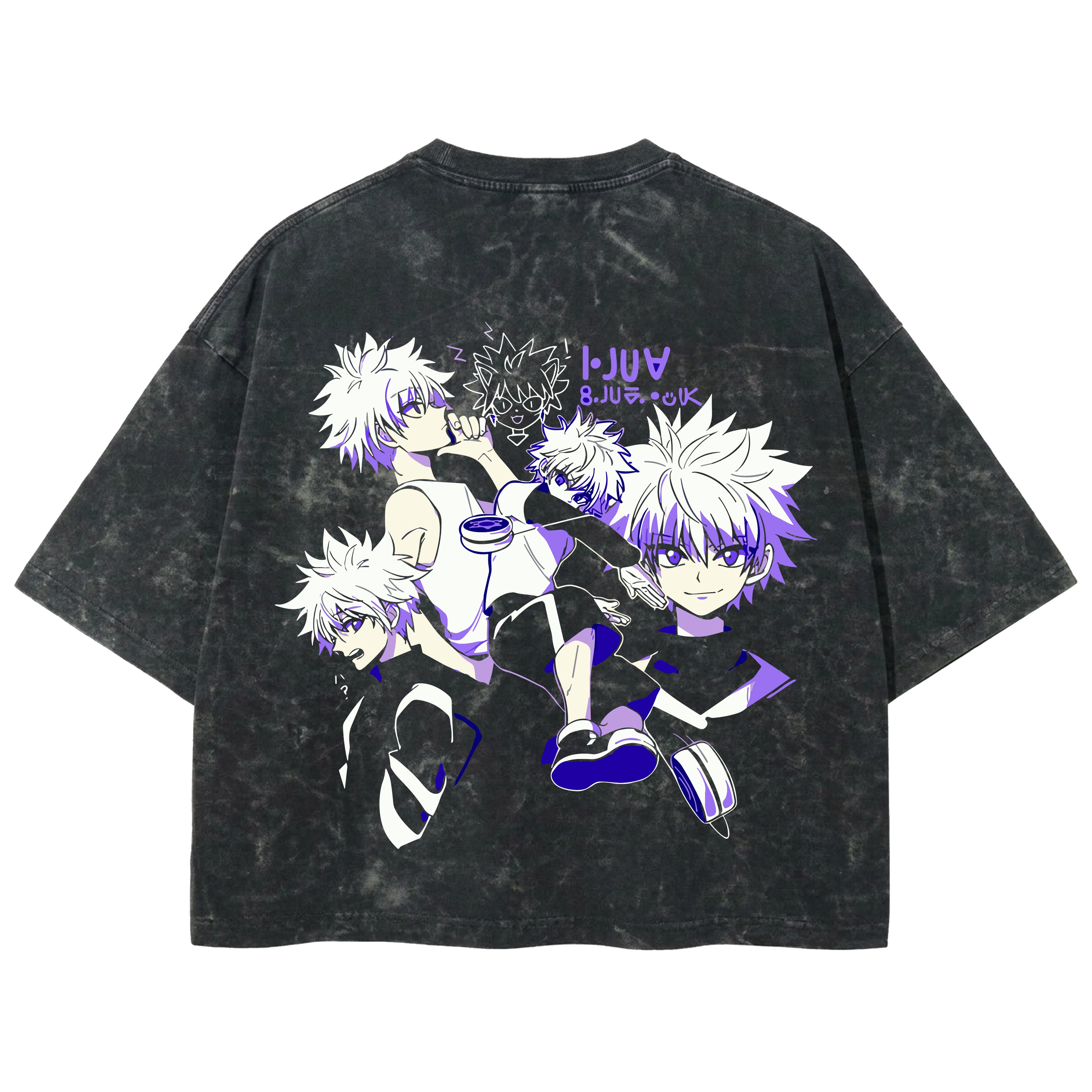 Playera streetwear premium de anime y gaming ExtraLife MX, corte boxy deluxe mineral wash heavyweight en color Acid Wash, moda urbana mexicana de culto.