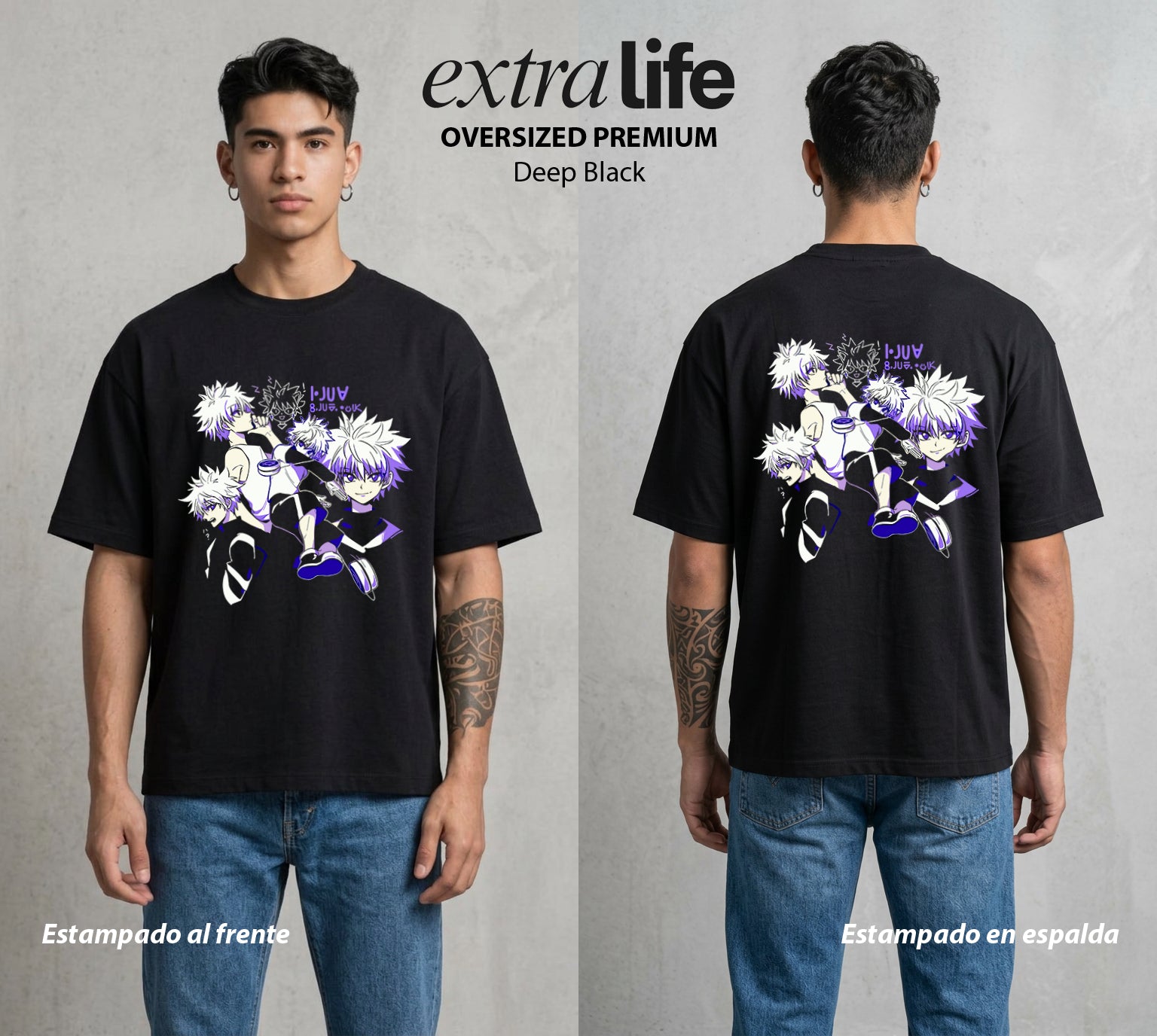 La Prueba del Cazador | Prueba del Cazador #04771 - Playera Oversized Premium | Deep Black - Foto en modelo