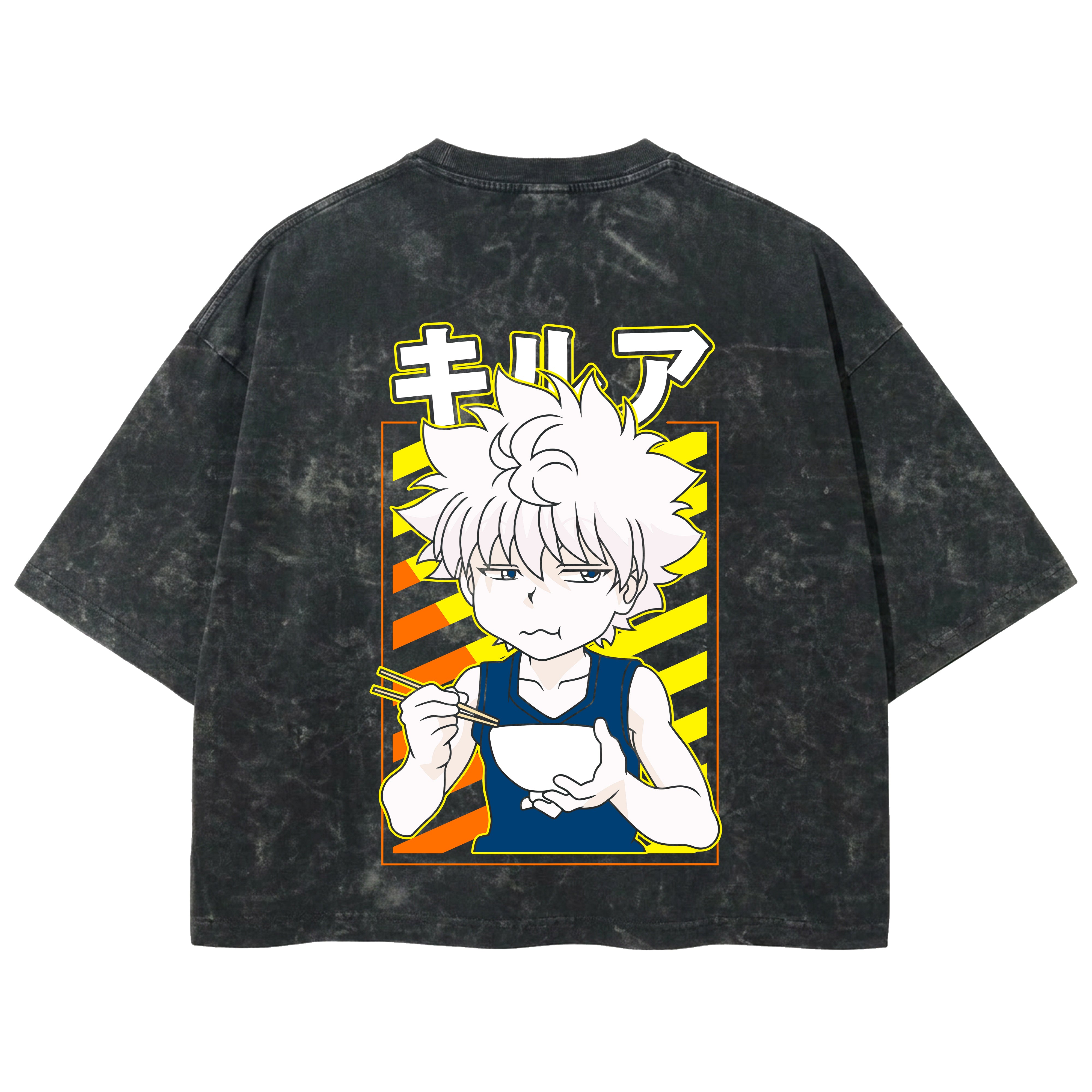 Playera streetwear premium de anime y gaming ExtraLife MX, corte boxy deluxe mineral wash heavyweight en color Acid Wash, moda urbana mexicana de culto.