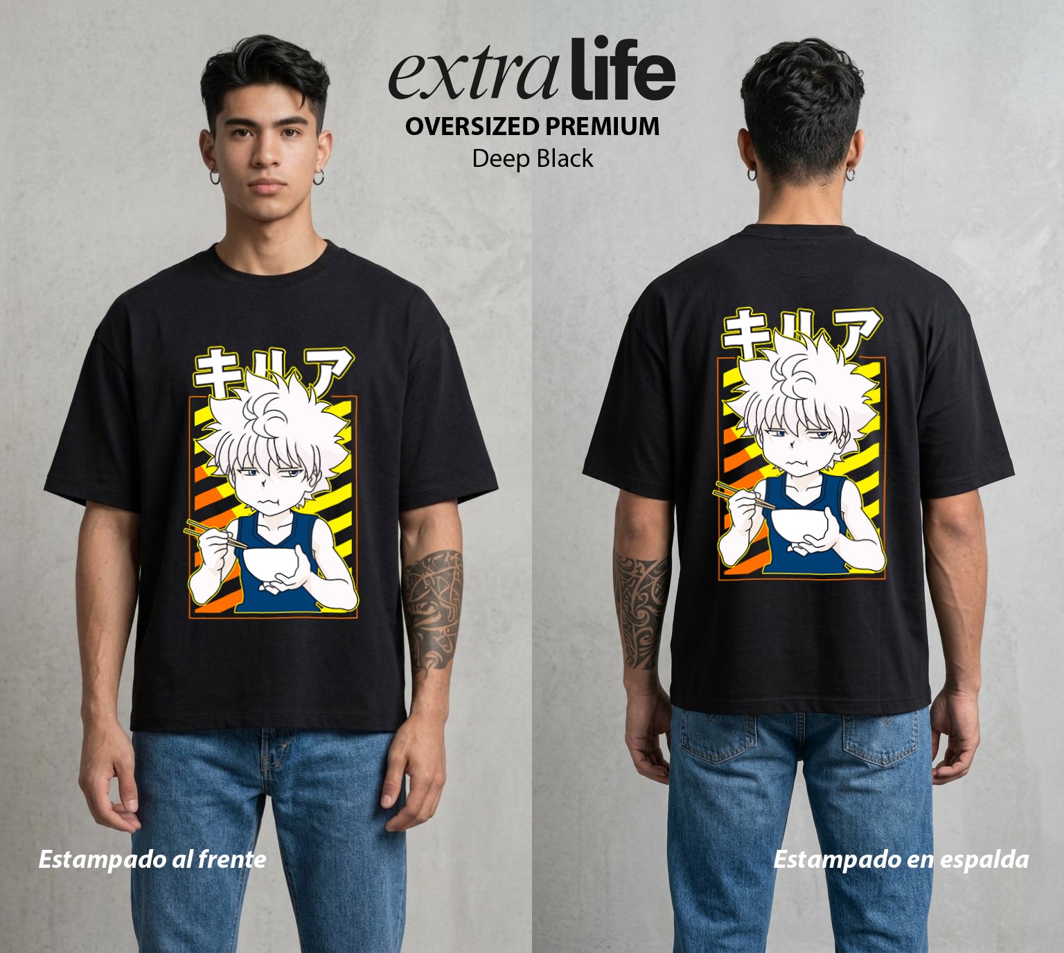 La Prueba del Cazador | Examen Final #04772 - Playera Oversized Premium | Deep Black - Foto en modelo