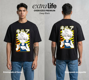 La Prueba del Cazador | Examen Final #04772 - Playera Oversized Premium | Deep Black - Foto en modelo