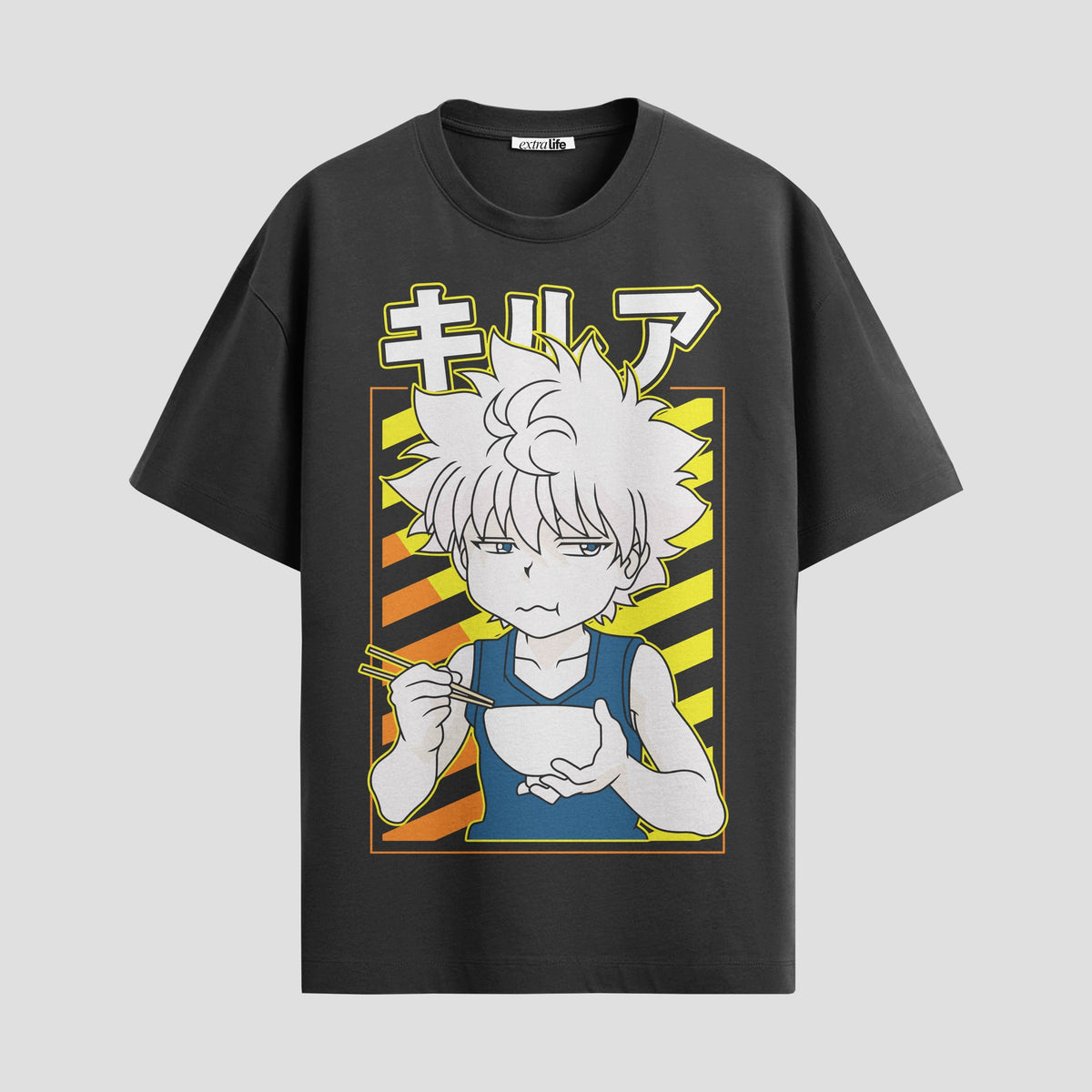 Playera urbana de anime y gaming ExtraLife MX, corte Classic Premium unisex ligero y transpirable en color Deep Black y Pure White, ropa de uso diario para gym y casual.