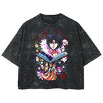 Playera streetwear premium de anime y gaming ExtraLife MX, corte boxy deluxe mineral wash heavyweight en color Acid Wash, moda urbana mexicana de culto.