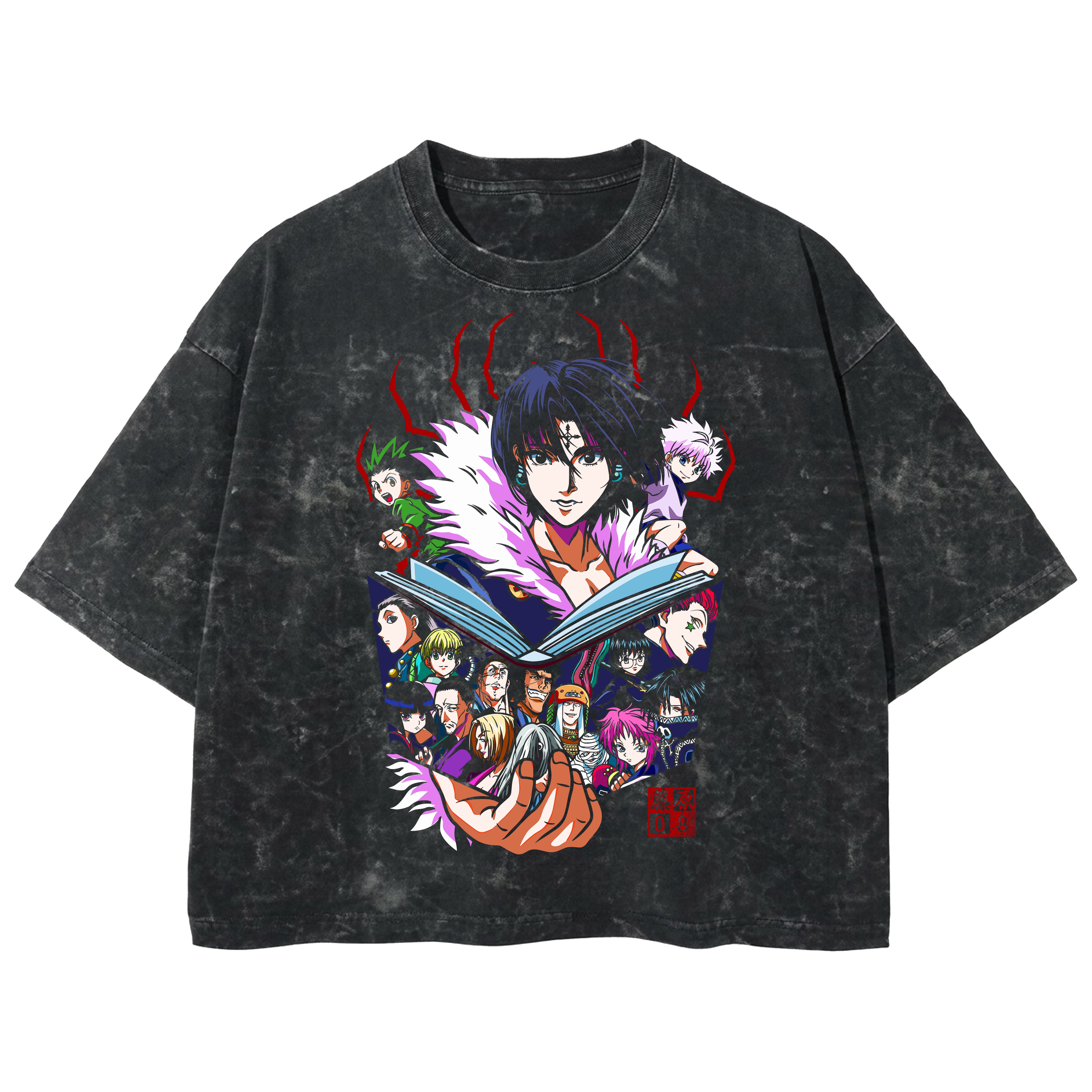 Playera streetwear premium de anime y gaming ExtraLife MX, corte boxy deluxe mineral wash heavyweight en color Acid Wash, moda urbana mexicana de culto.