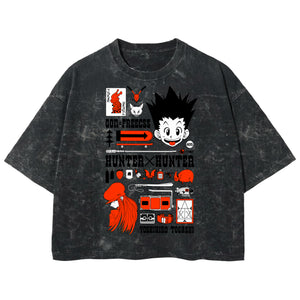 Playera streetwear premium de anime y gaming ExtraLife MX, corte boxy deluxe mineral wash heavyweight en color Acid Wash, moda urbana mexicana de culto.