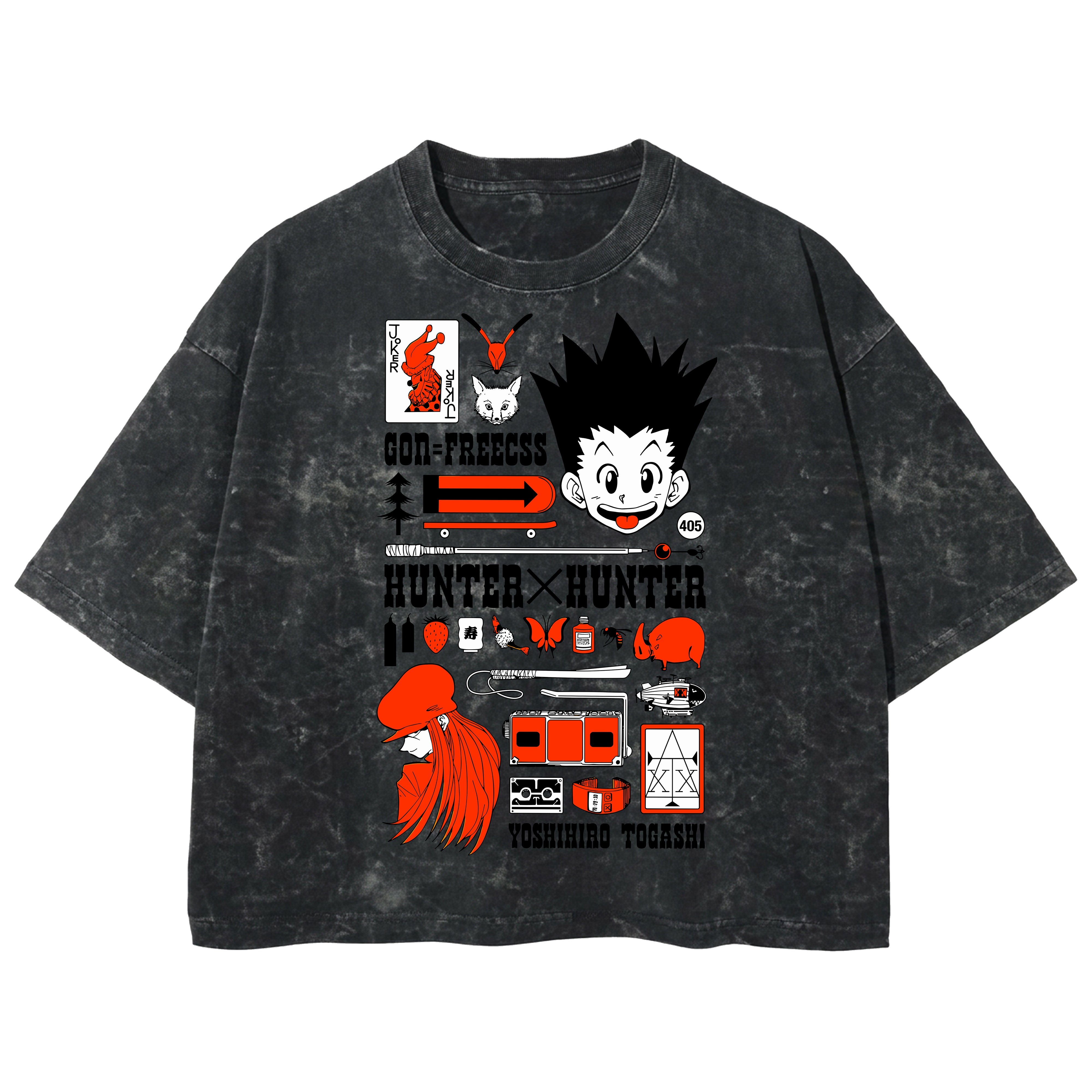 Playera streetwear premium de anime y gaming ExtraLife MX, corte boxy deluxe mineral wash heavyweight en color Acid Wash, moda urbana mexicana de culto.