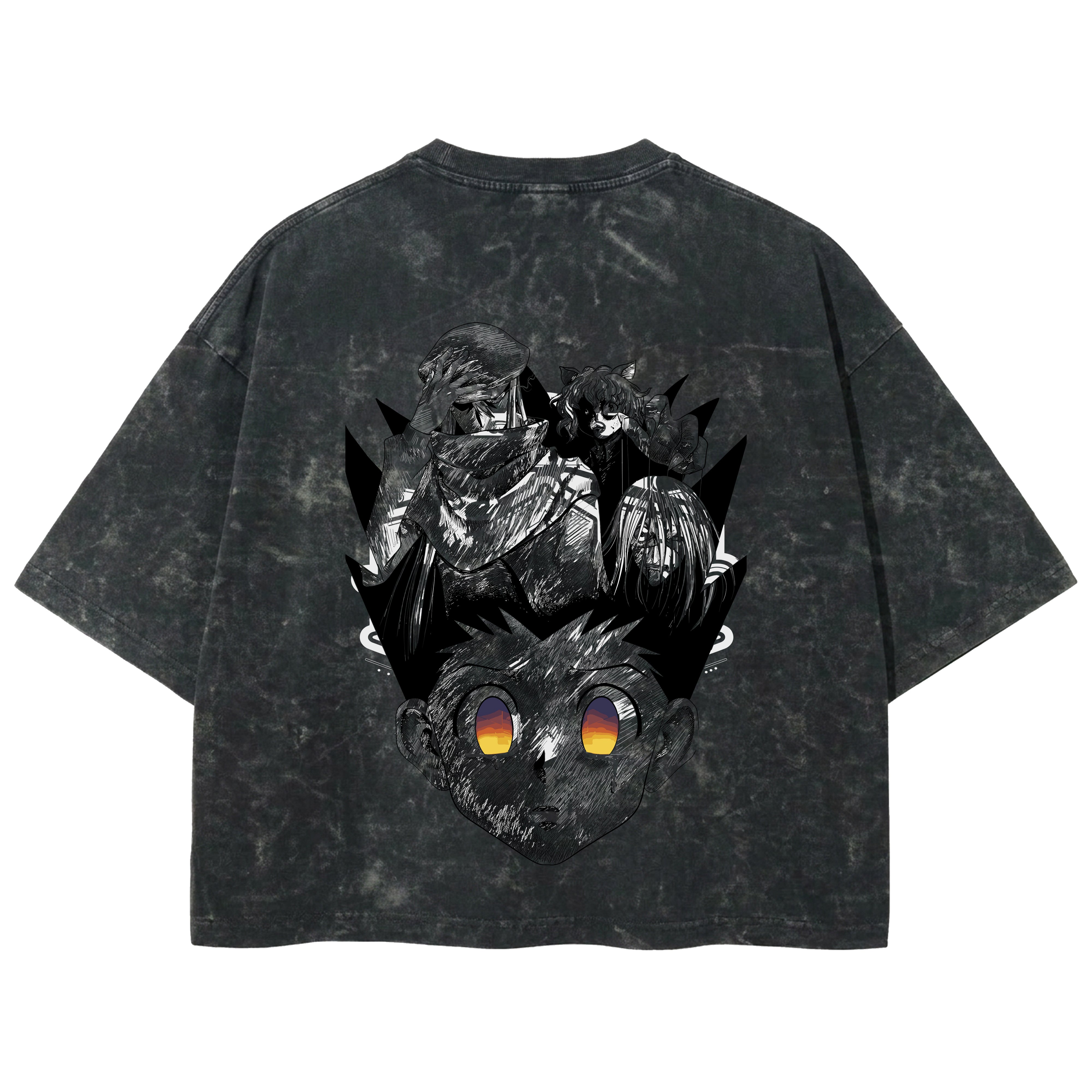 Playera streetwear premium de anime y gaming ExtraLife MX, corte boxy deluxe mineral wash heavyweight en color Acid Wash, moda urbana mexicana de culto.