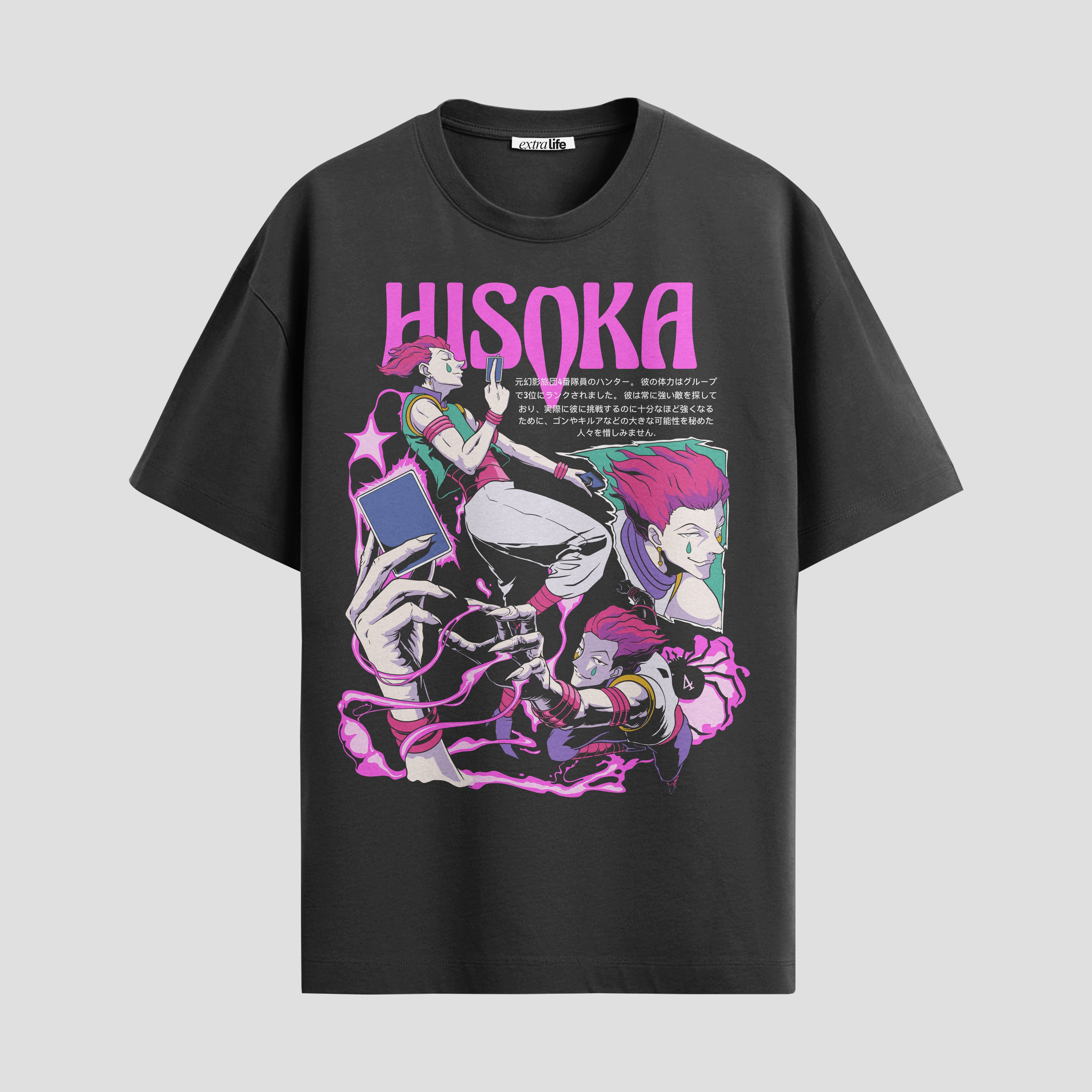 Playera urbana de anime y gaming ExtraLife MX, corte Standard Fit unisex ligero y transpirable en color Deep Black y Pure White, ropa de uso diario para gym y casual.