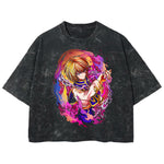 Playera streetwear premium de anime y gaming ExtraLife MX, corte boxy deluxe mineral wash heavyweight en color Acid Wash, moda urbana mexicana de culto.
