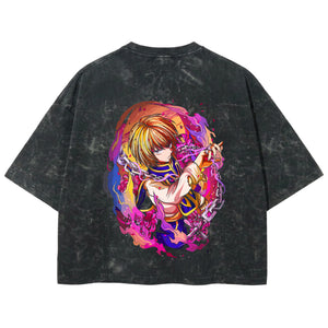 Playera streetwear premium de anime y gaming ExtraLife MX, corte boxy deluxe mineral wash heavyweight en color Acid Wash, moda urbana mexicana de culto.