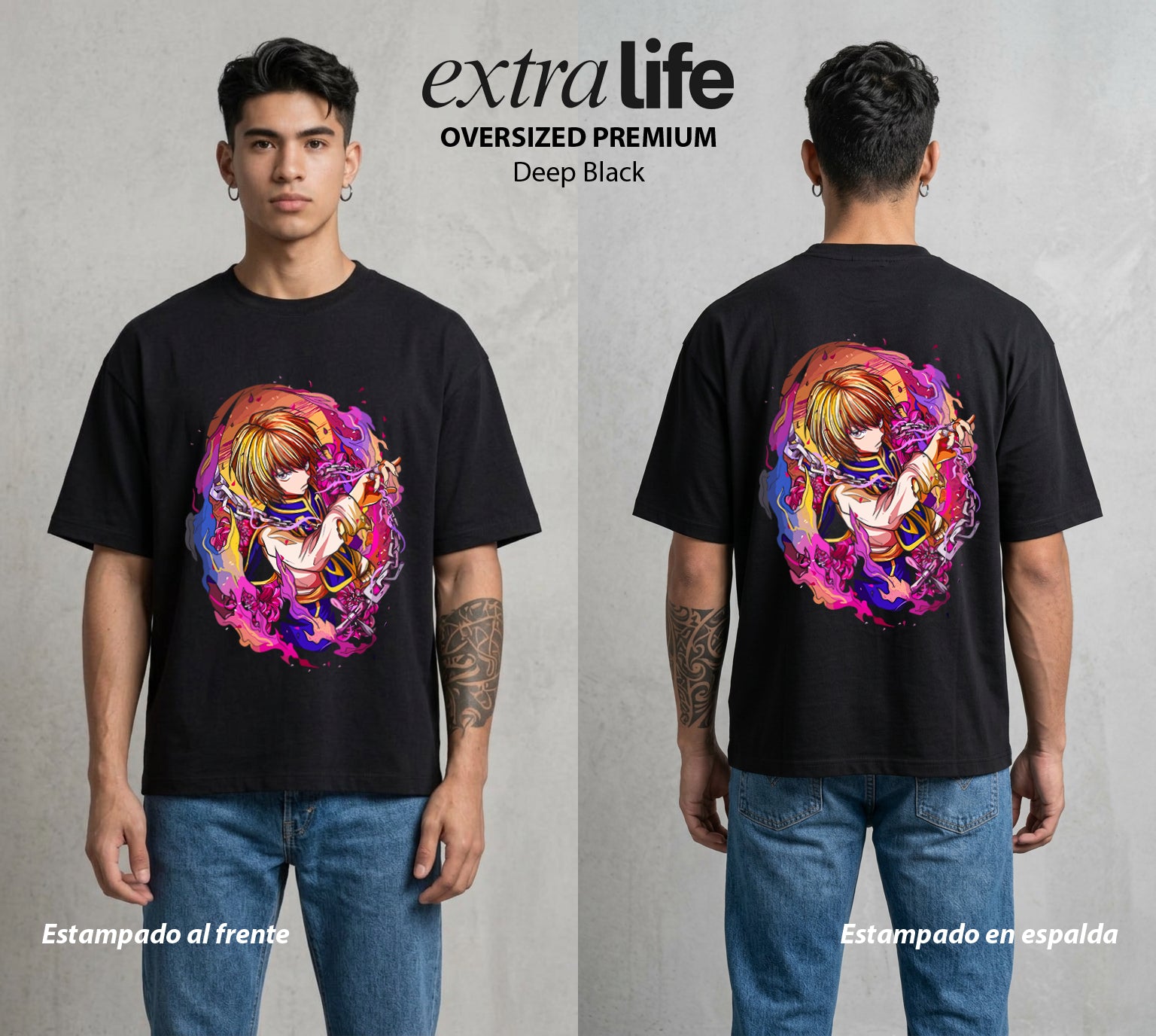 La Prueba del Cazador | Poder de la Amistad #04780 - Playera Oversized Premium | Deep Black - Foto en modelo
