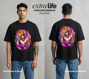La Prueba del Cazador | Poder de la Amistad #04780 - Playera Oversized Premium | Deep Black - Foto en modelo