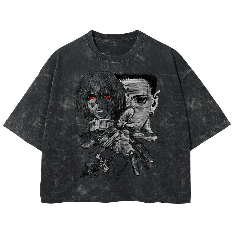 Playera streetwear premium de anime y gaming ExtraLife MX, corte boxy deluxe mineral wash heavyweight en color Acid Wash, moda urbana mexicana de culto.